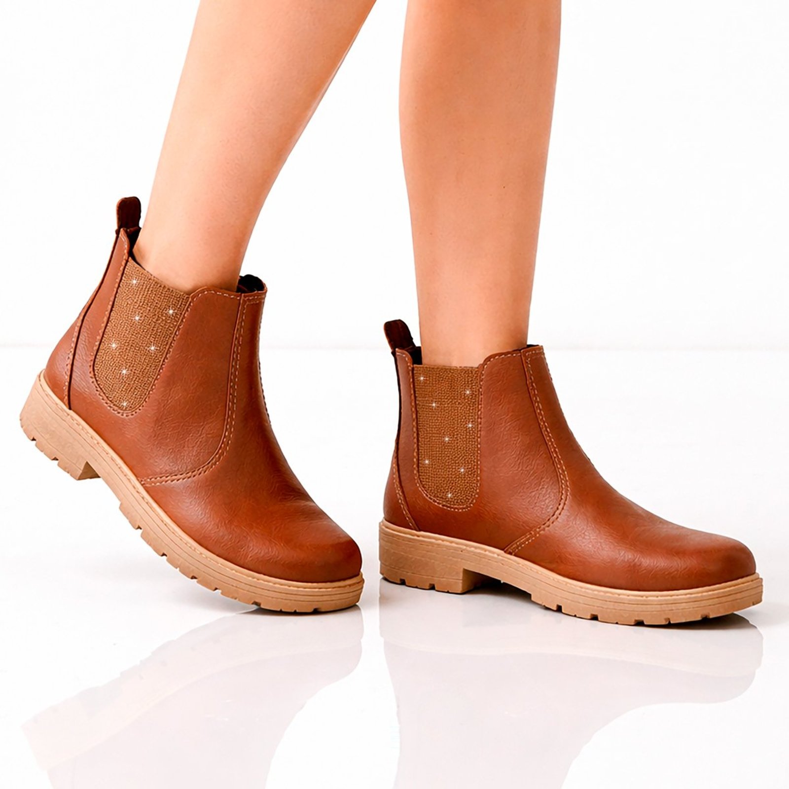 Infantil - Bota Menina Botinha Juvenil Feminina Country Marrom Glitter Pepite