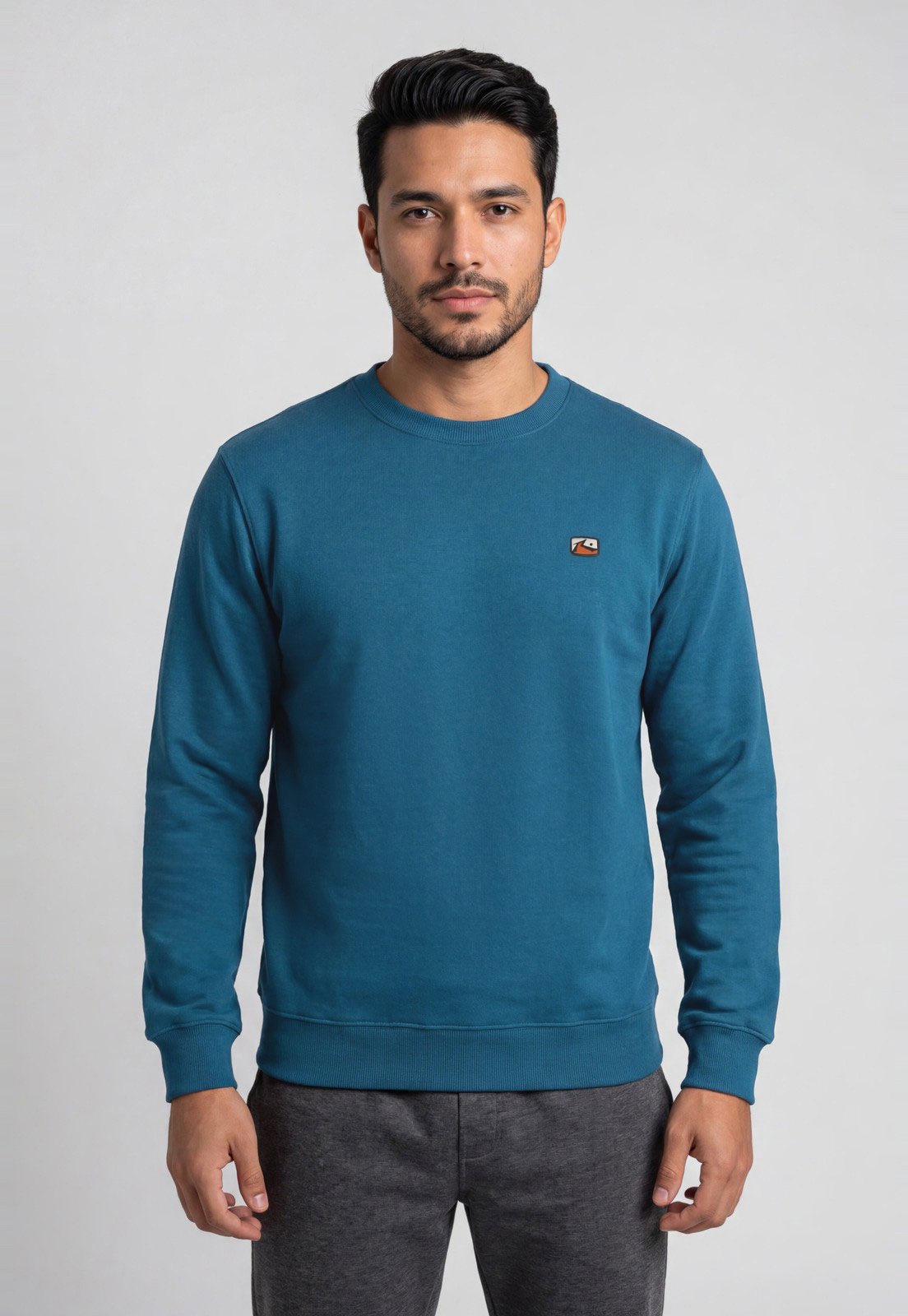 Blusa de Moletom Masculina Rusty Manga Longa Azul