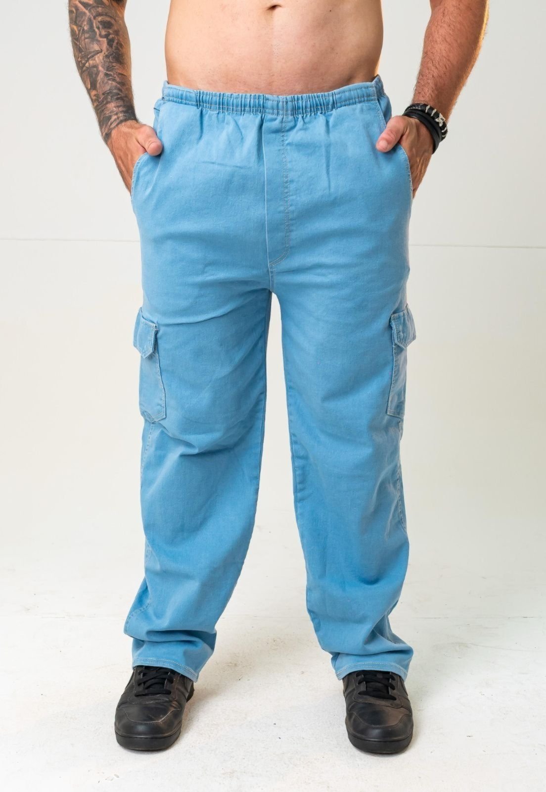 Calça Cargo Masculina Yellow Confortável Casual Azul Claro