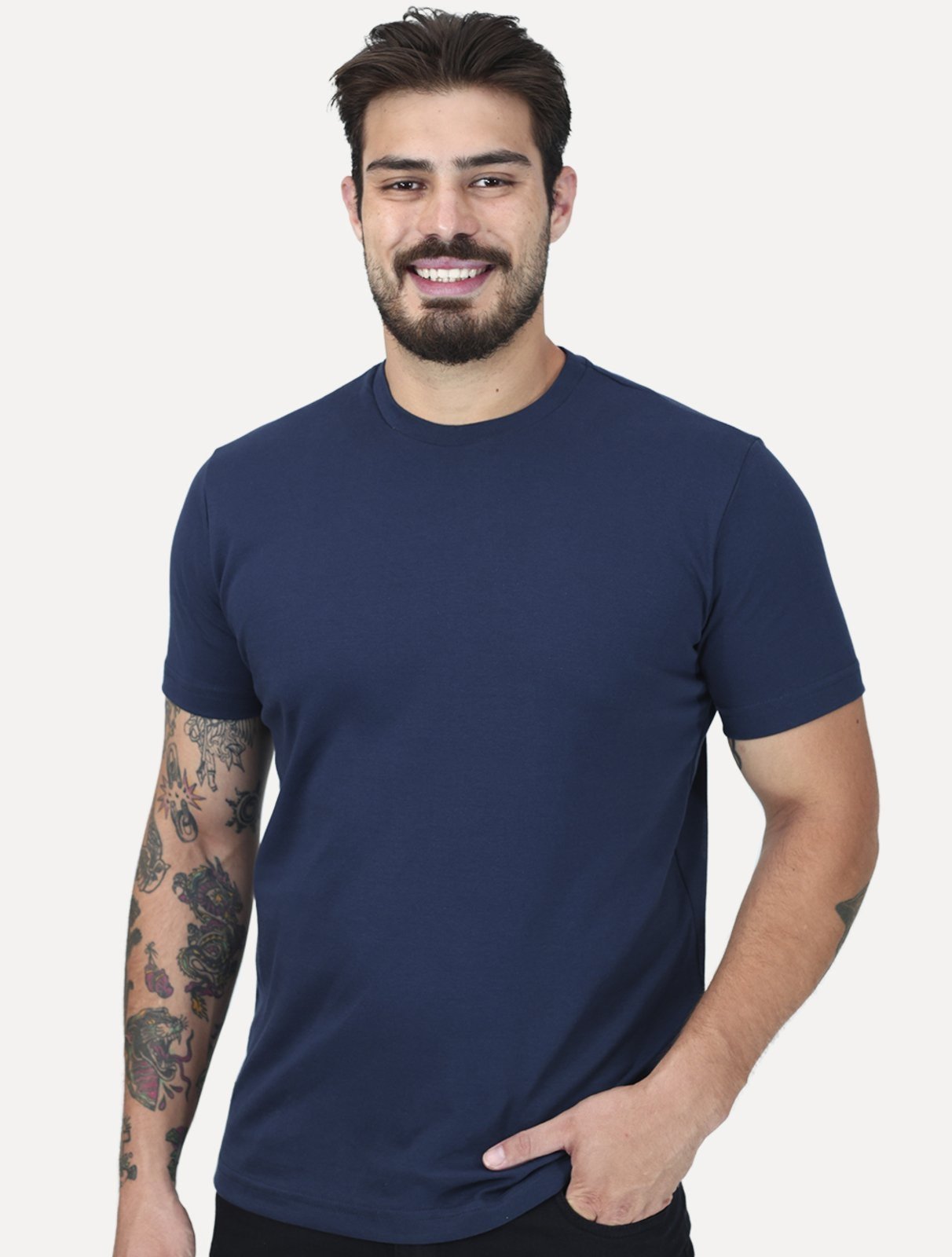 Camiseta King & Joe Premium Lisa Suedine Egípcio Azul Marinho