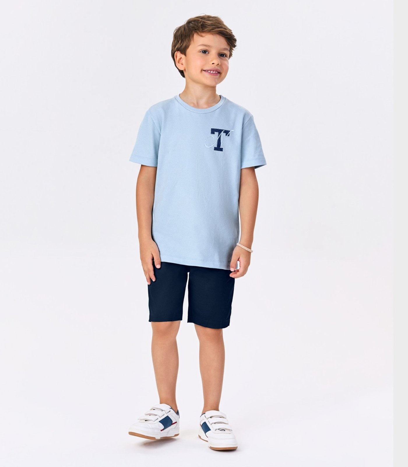 Infantil - Conjunto Menino Camiseta Com Bermuda Trick Nick Azul