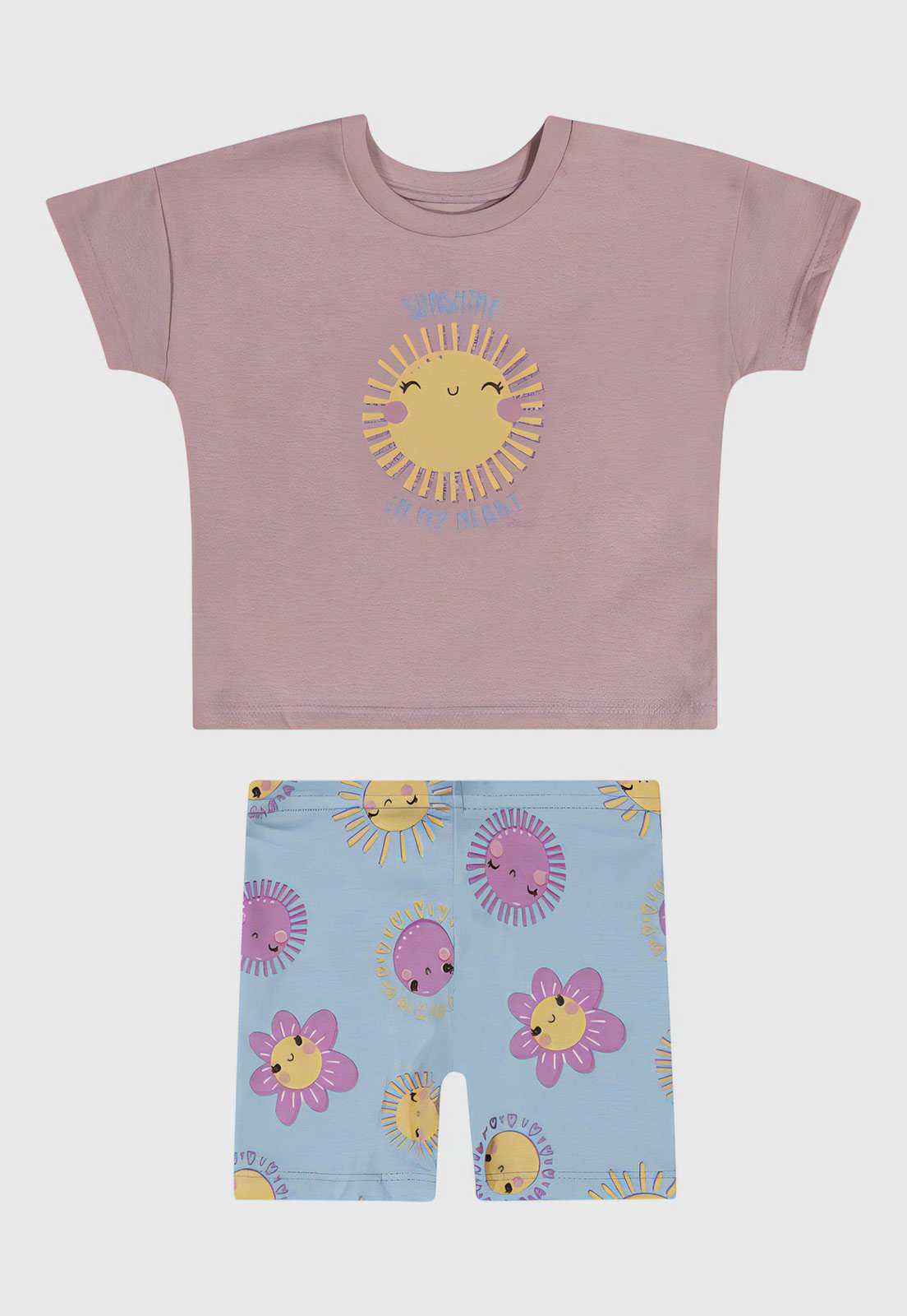 Conjunto 2pçs Manga Curta Elian Camiseta E Short Rosa