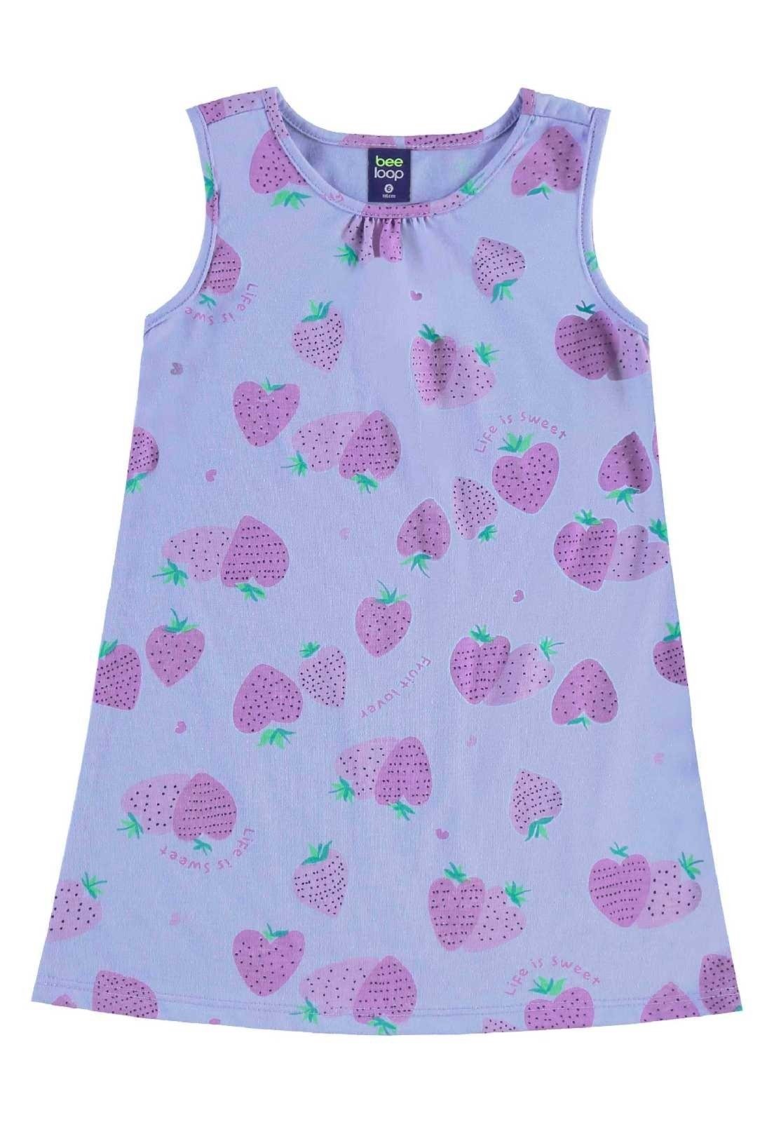 Infantil – Vestido Morangos Bee Loop Roxo