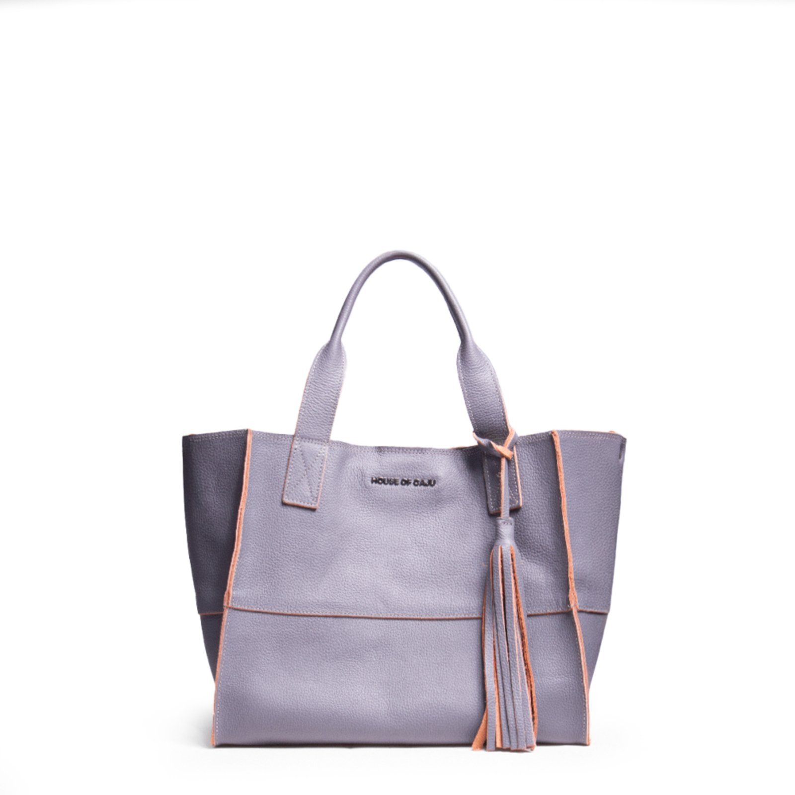 Bolsa Feminina Em Couro Alça De Mão Lavanda Com Laranja “Kelly Cavaco”””