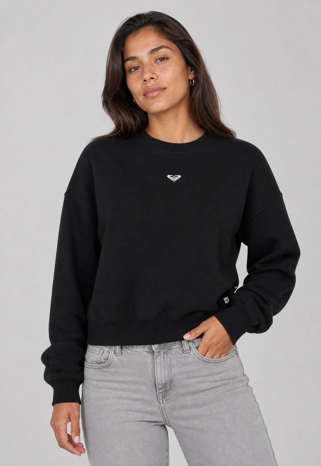 Blusa de Moletom Feminina Roxy Logo Preta