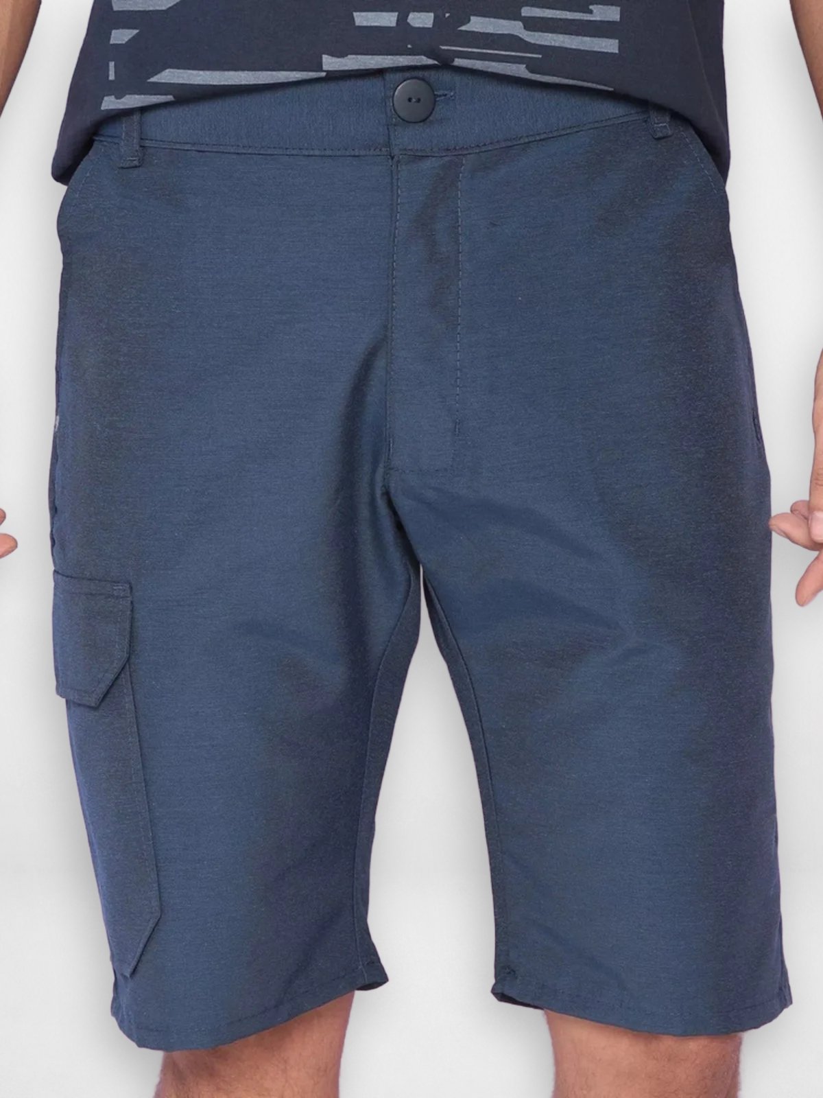 Bermuda Masculina Pompier Cargo em Viscolinho com Bolsos Marinho