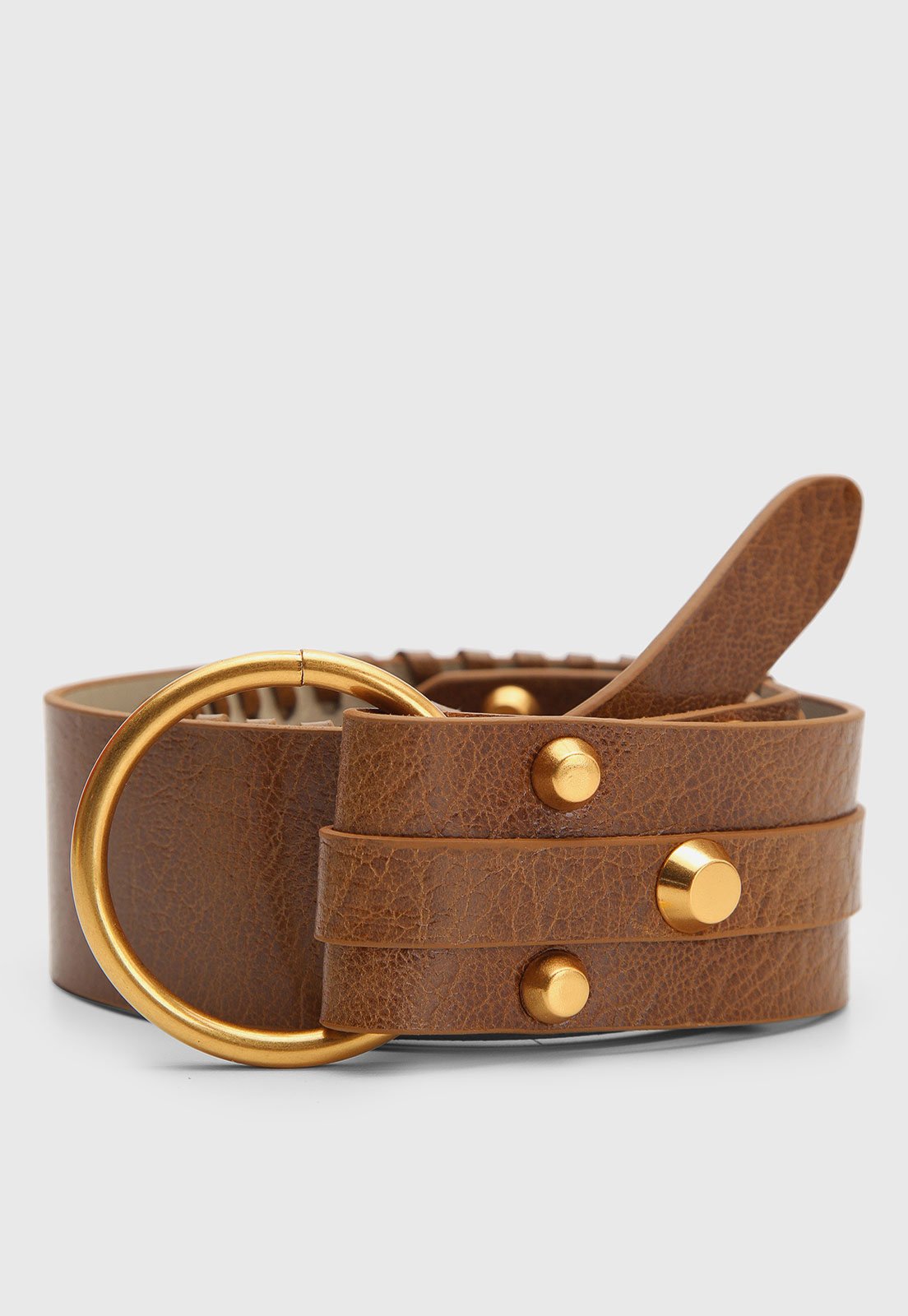 Cinto Feminino Vicenza Tachas e Argola Marrom