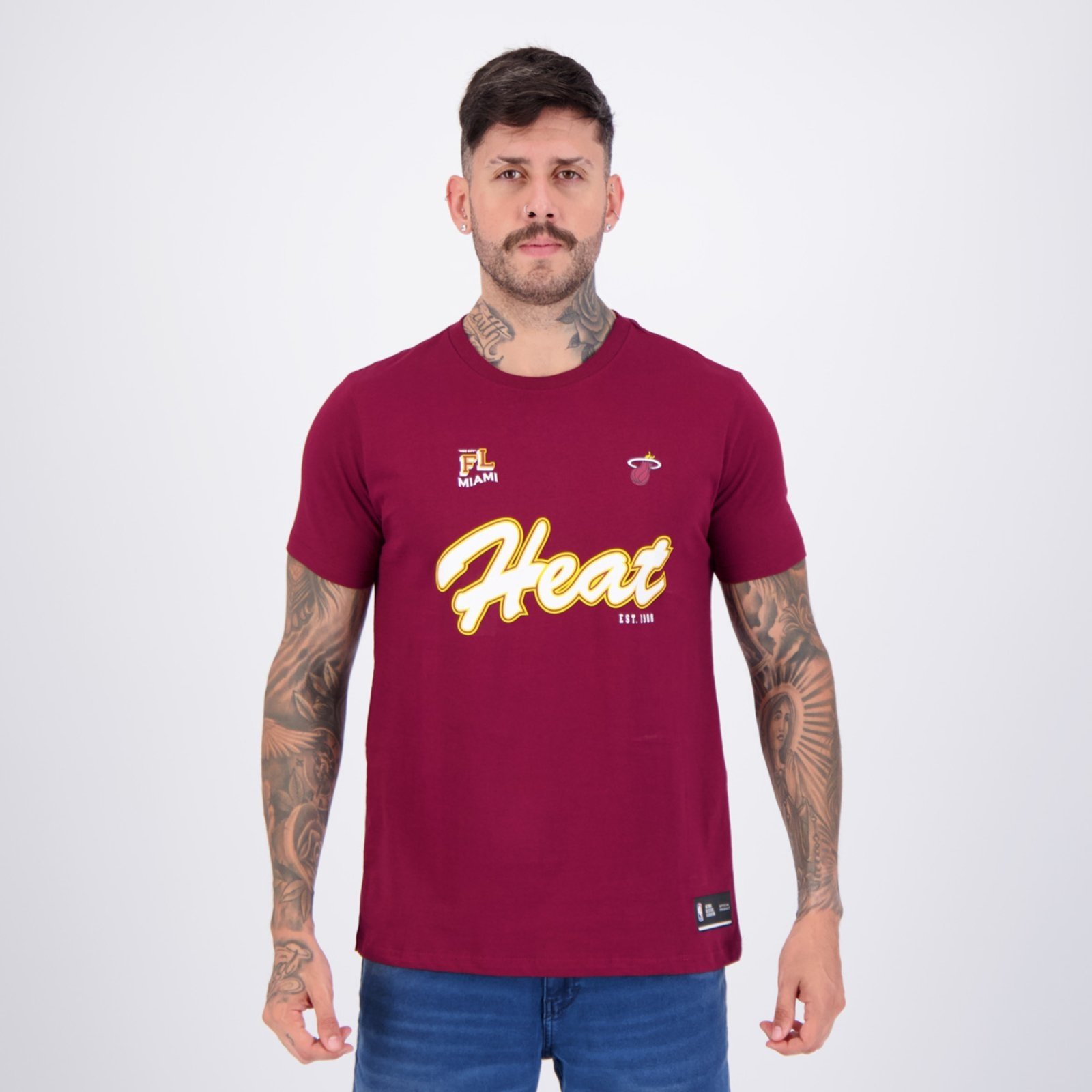 Camiseta NBA Miami Heat Cursive Bordô