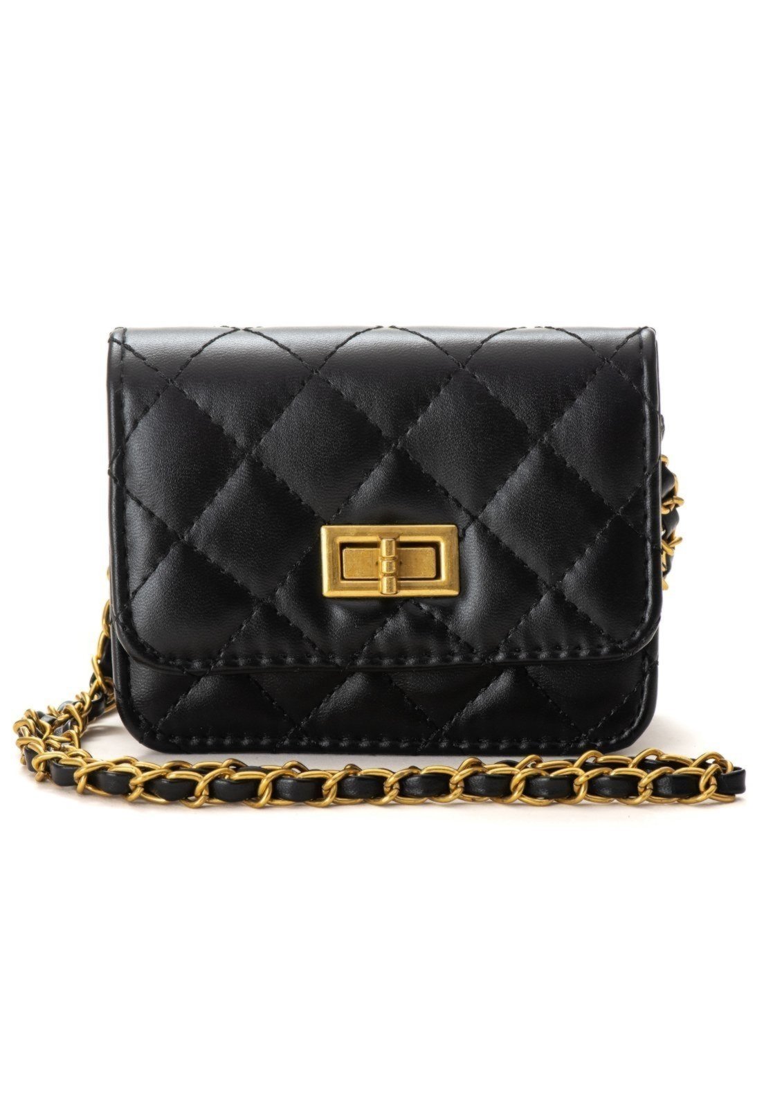 Bolsa Feminina Mini Bag Alça de Corrente Star Shop Preto