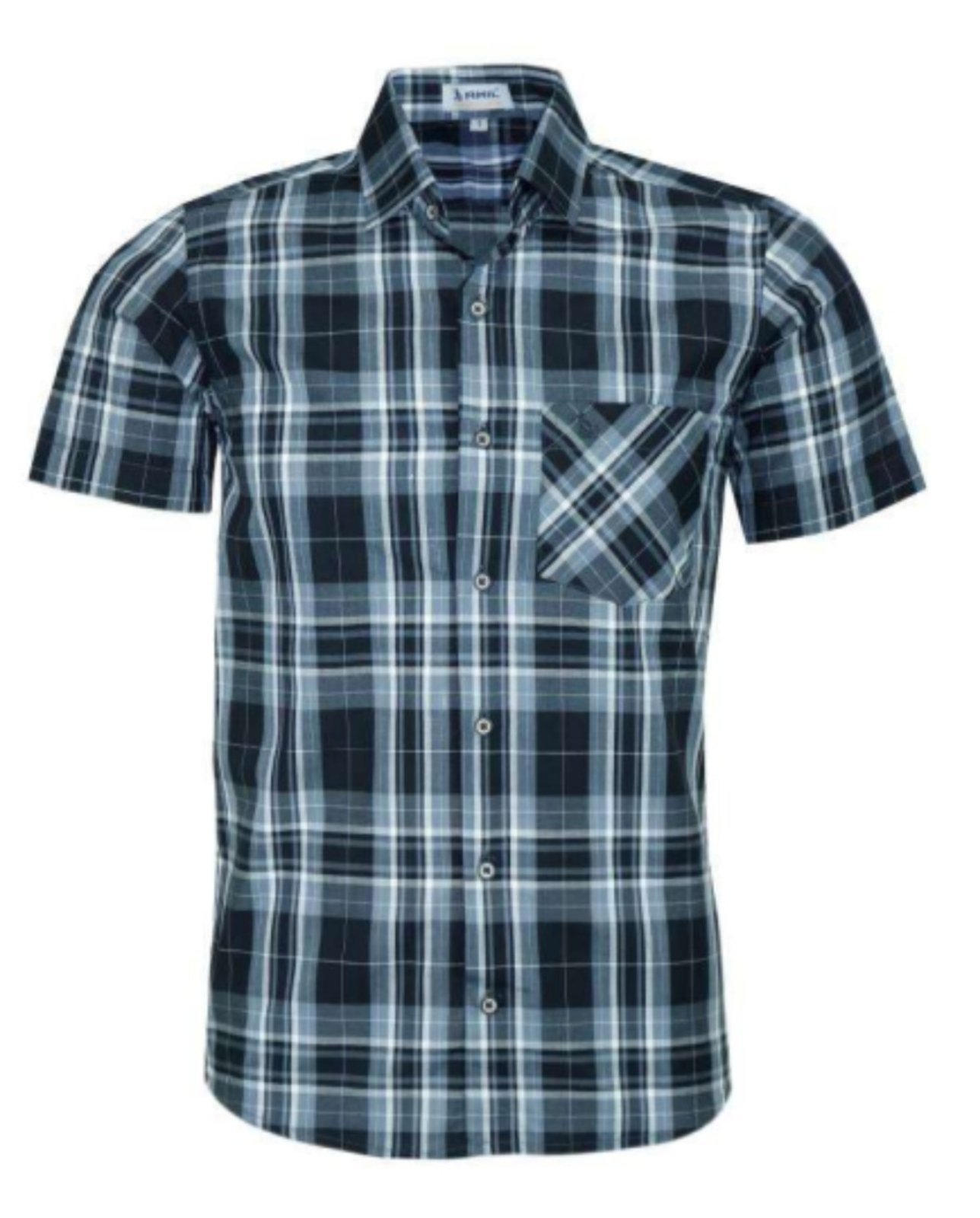 Camisa Social Amil Xadrez Comfort Platon Algodão C/Bolso Manga Curta Luxo Cor03