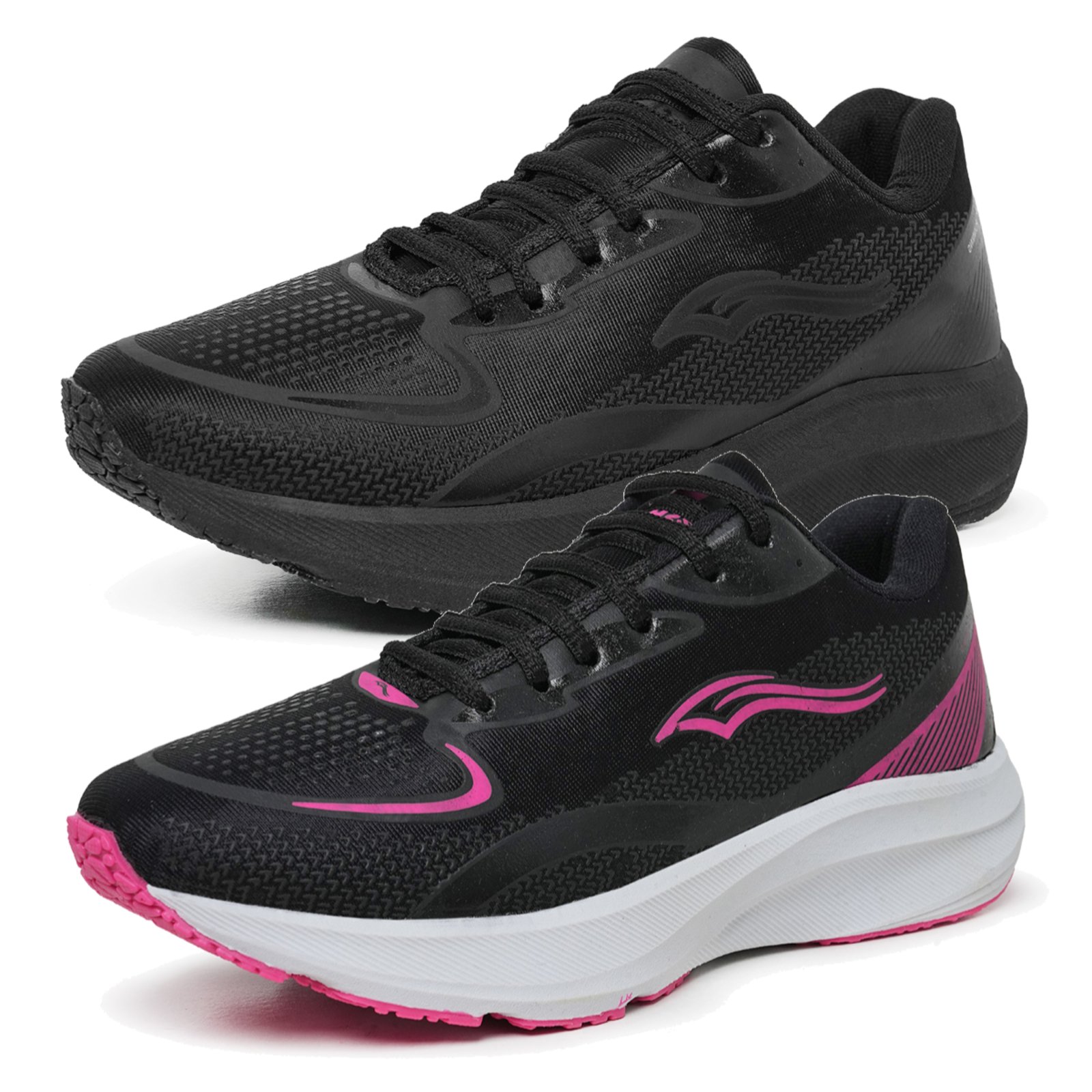 Kit 2 Tênis Feminino Ortopédico de Caminhada Academia Leve Confortável Preto e Pink