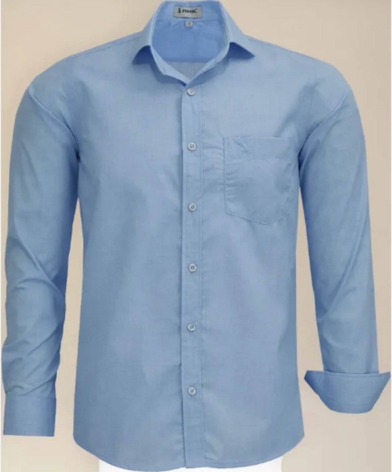 Camisa Social Amil Isildur Comfort Misto Mesclado Manga Longa C/Bolso Luxo Azul