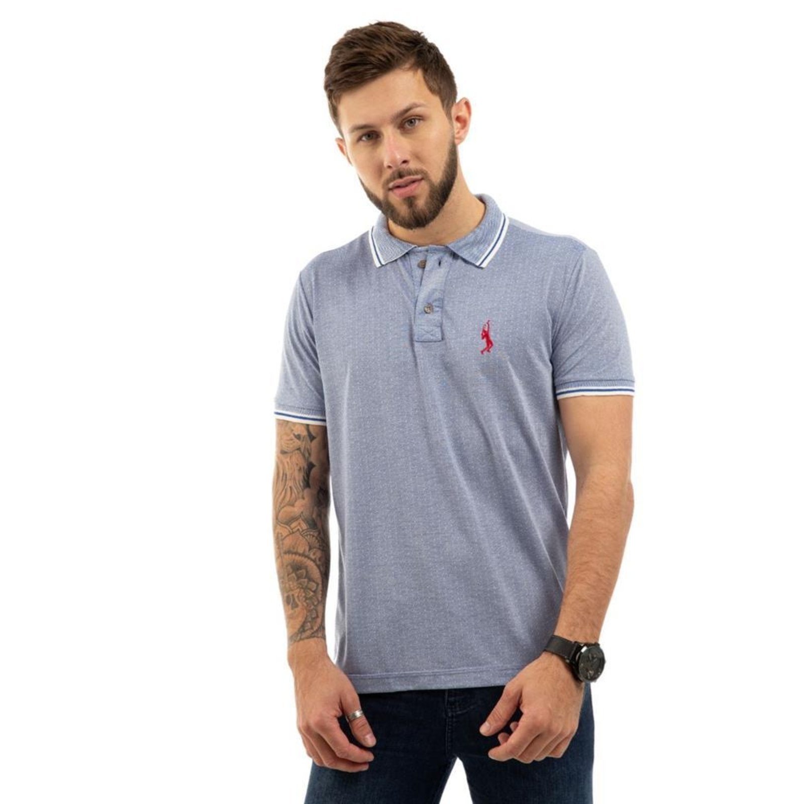 Camiseta Masculina Polo Plus Size John Pull Manga Curta Moda