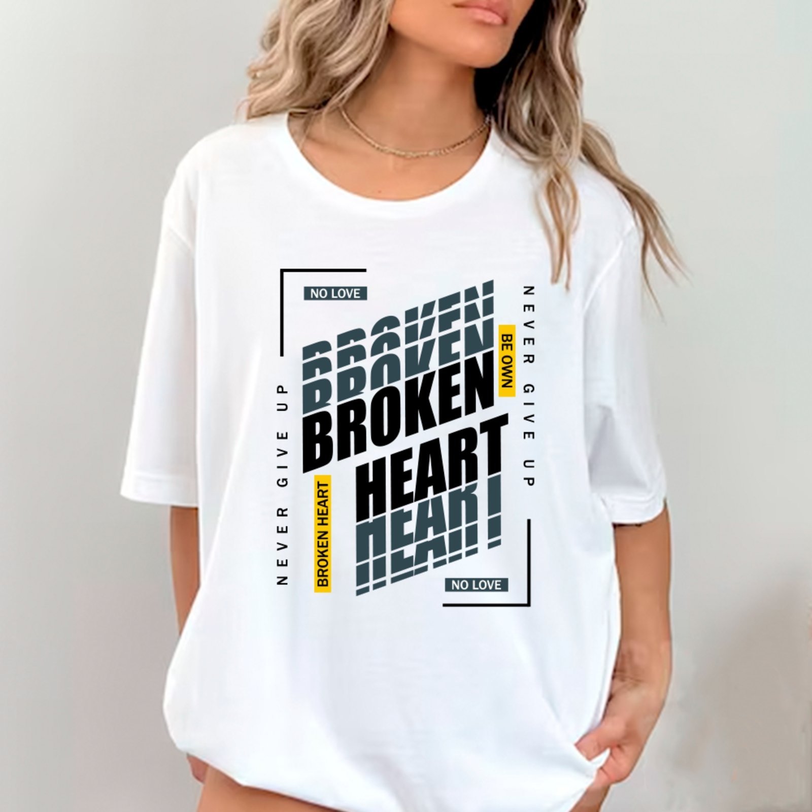 Vista 2 Camiseta Ousy Broken Heart Oversized Unissex preto ousy preto