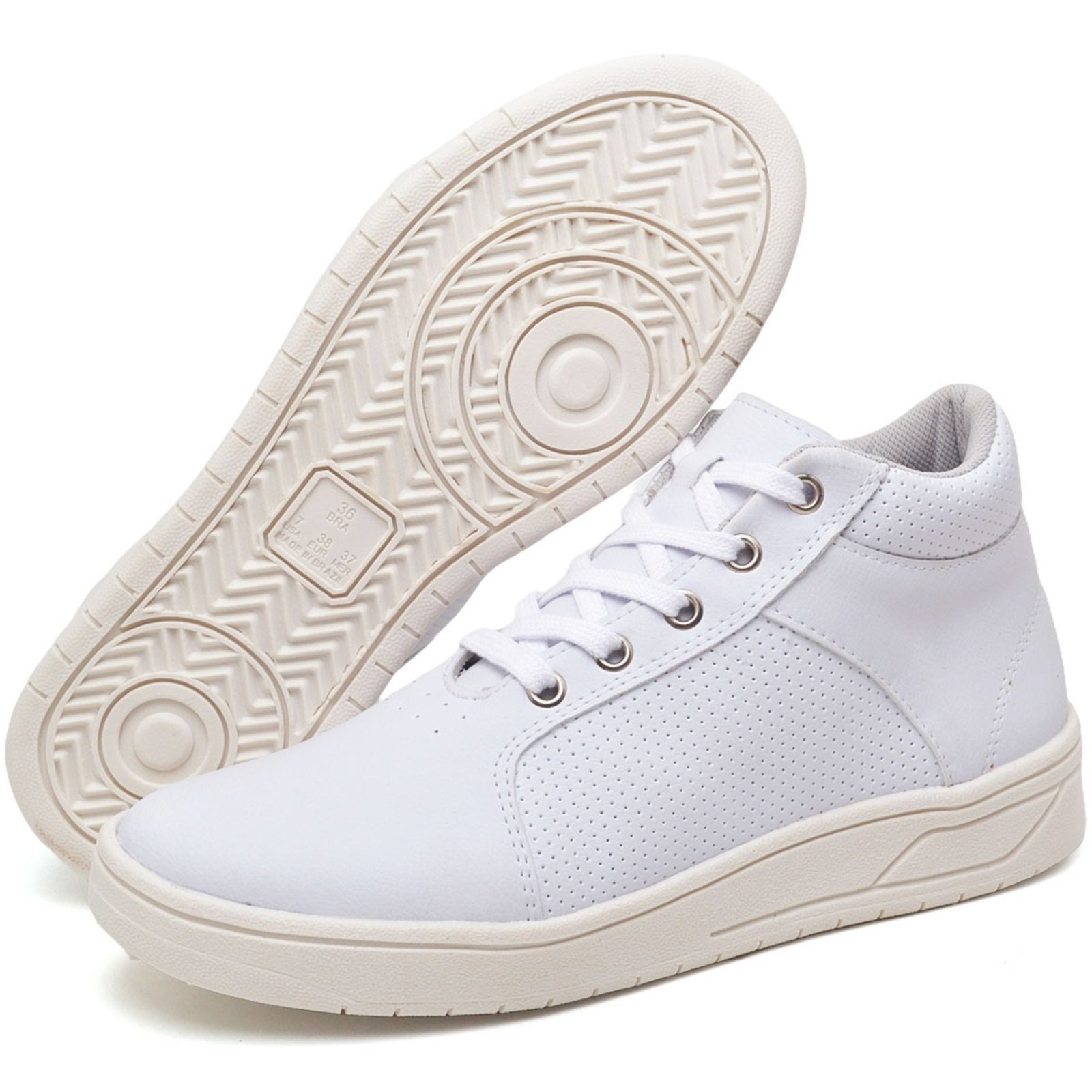 Tênis Feminino Casual Cano Alto Botinha Conforto Branco