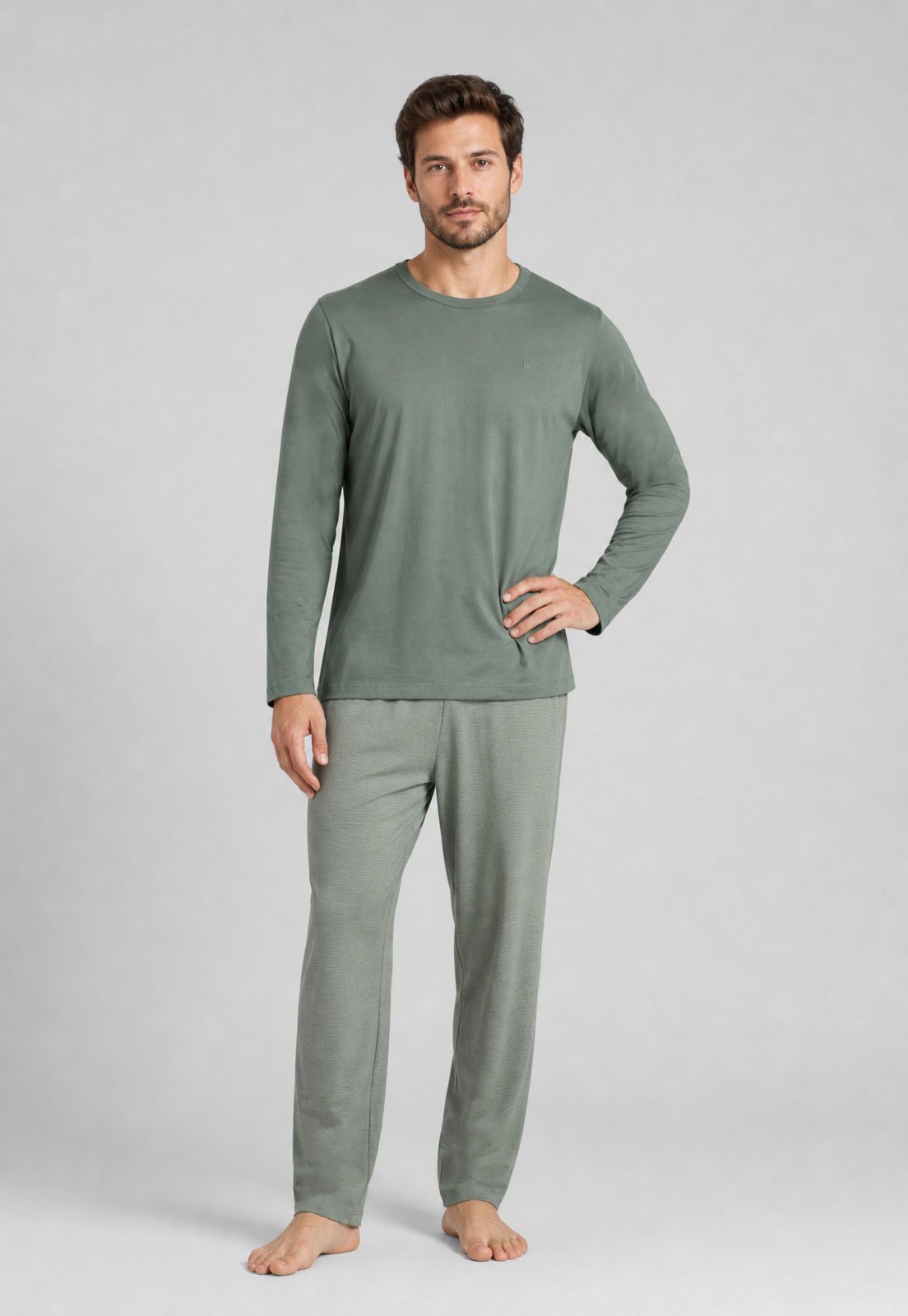 Conjunto Pijama Masculino Malwee Manga Longa Verde