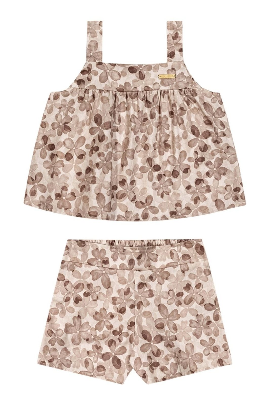 Infantil – Conjunto Menina Floral Alças Colorittá Bege