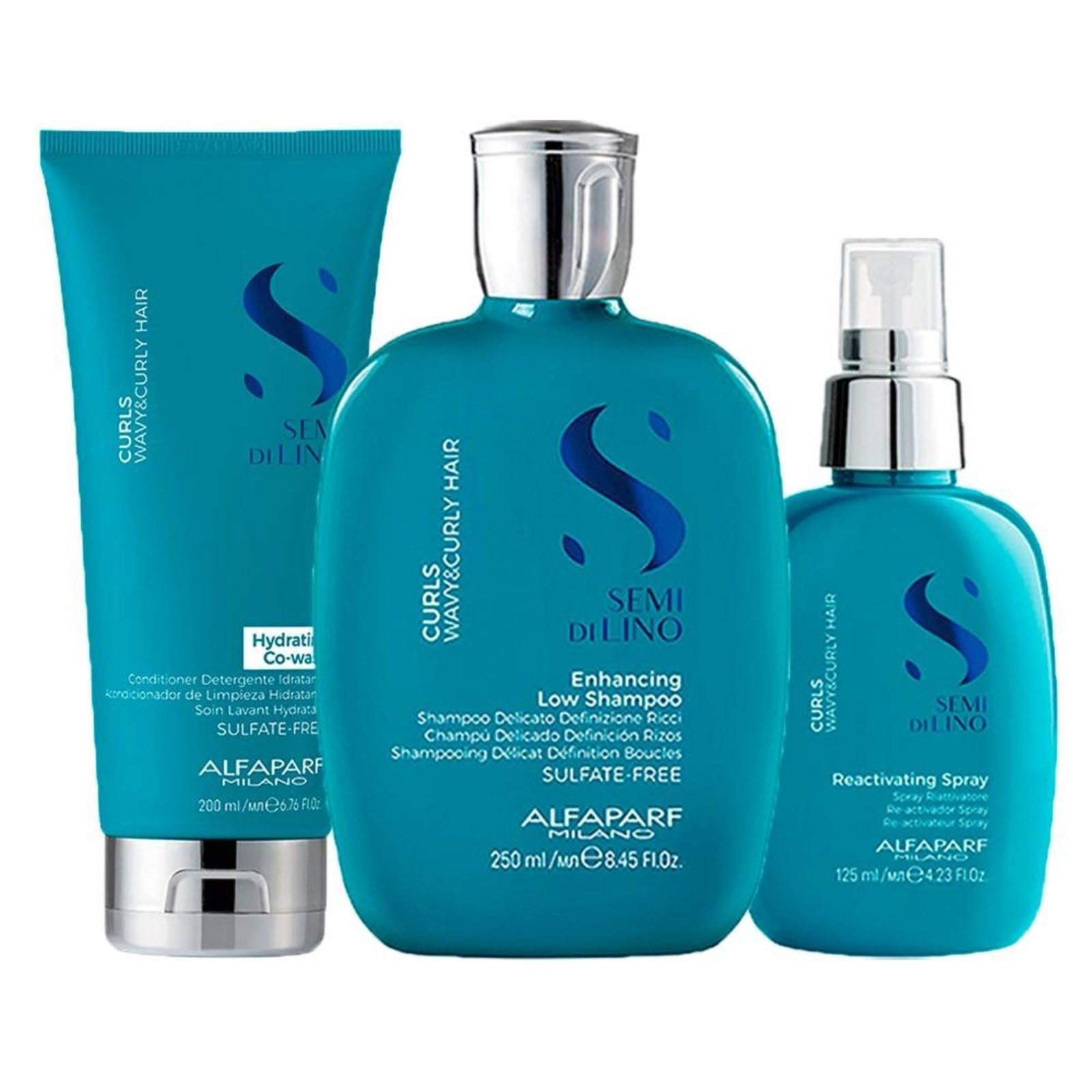 Alfaparf Semi Di Lino Curls Shampoo, Cond e Spray