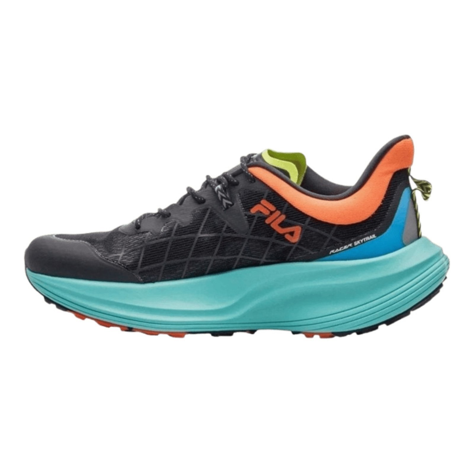Vista 3 Tênis Fila Racer Skytrail Masculino - Preto/laranja/verde Limão preto verde Fila preto verde
