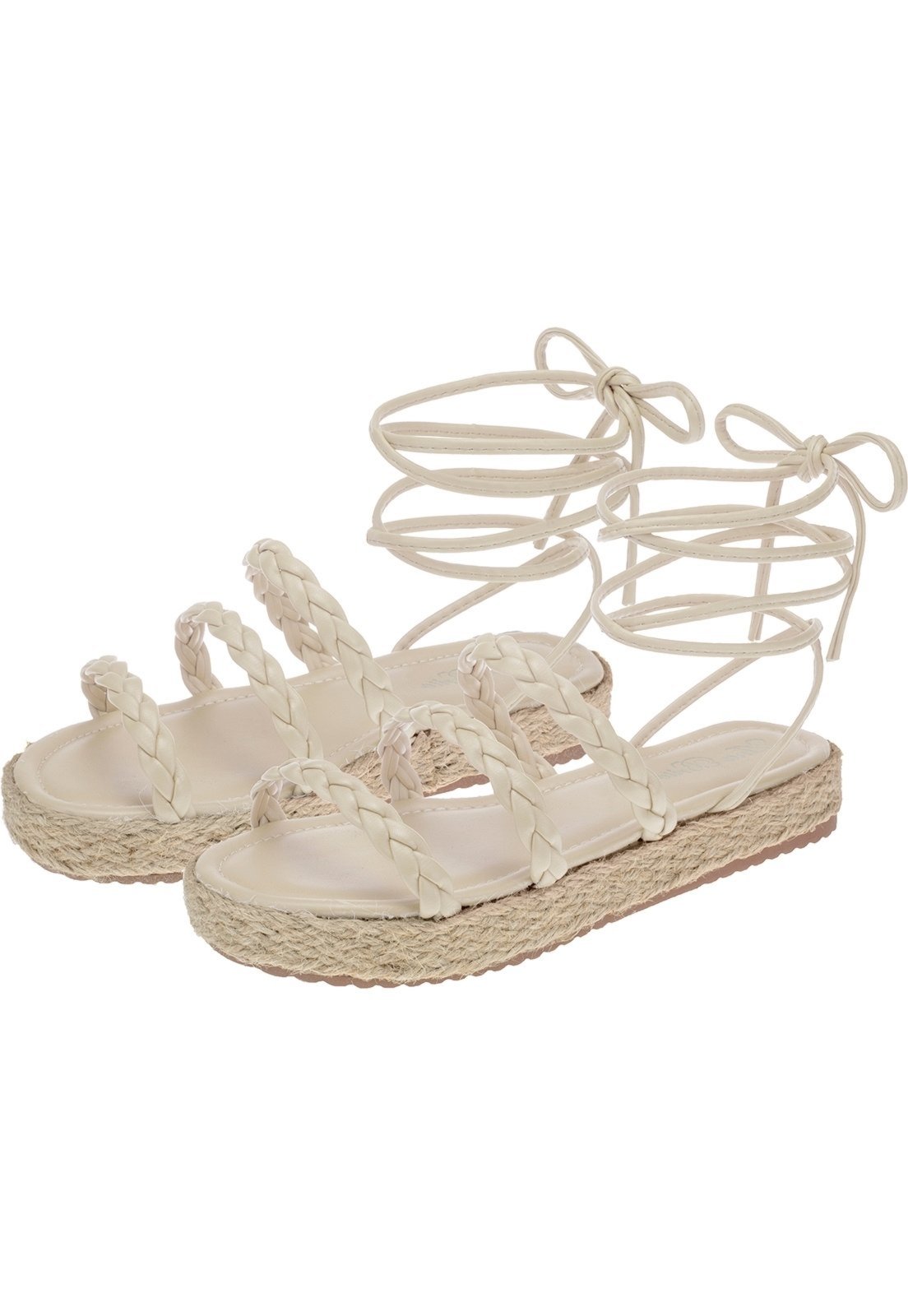 Sandália Papete Feminina Amarrar Tranças Corda 186 Ana Brito Off White