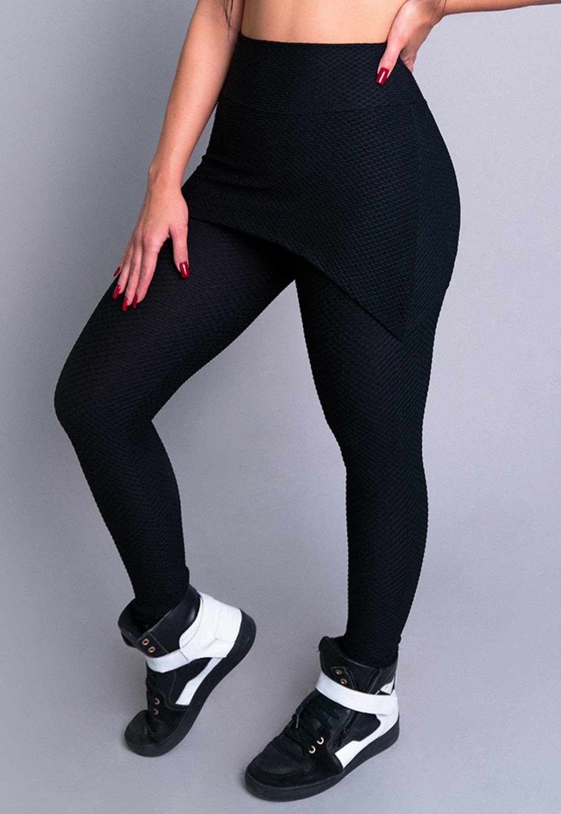 Calça Legging MVB Modas Bolha Saia Preto