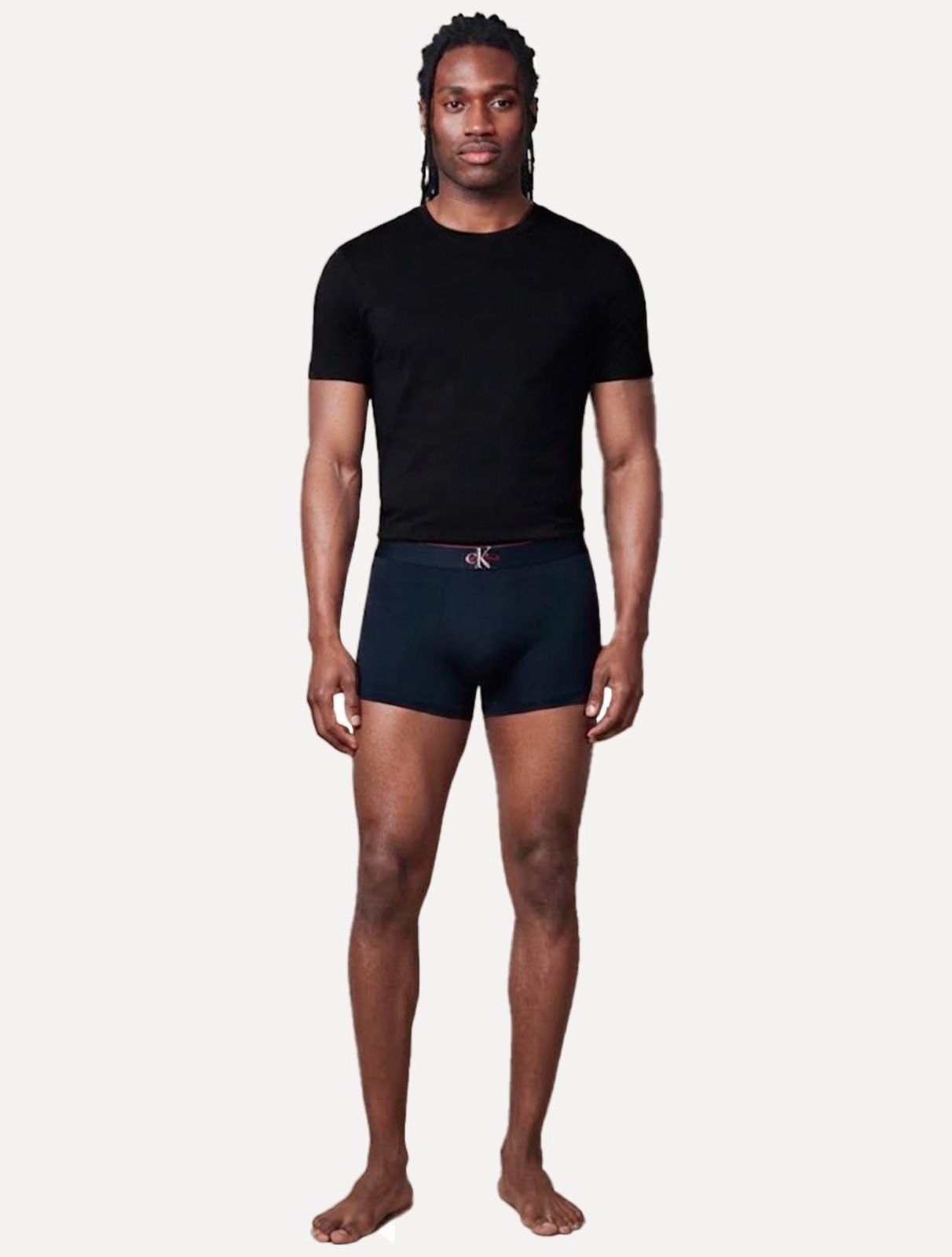 Cueca Calvin Klein Low Rise Trunk Cotton New Re Issue Red Logo Azul Marinho