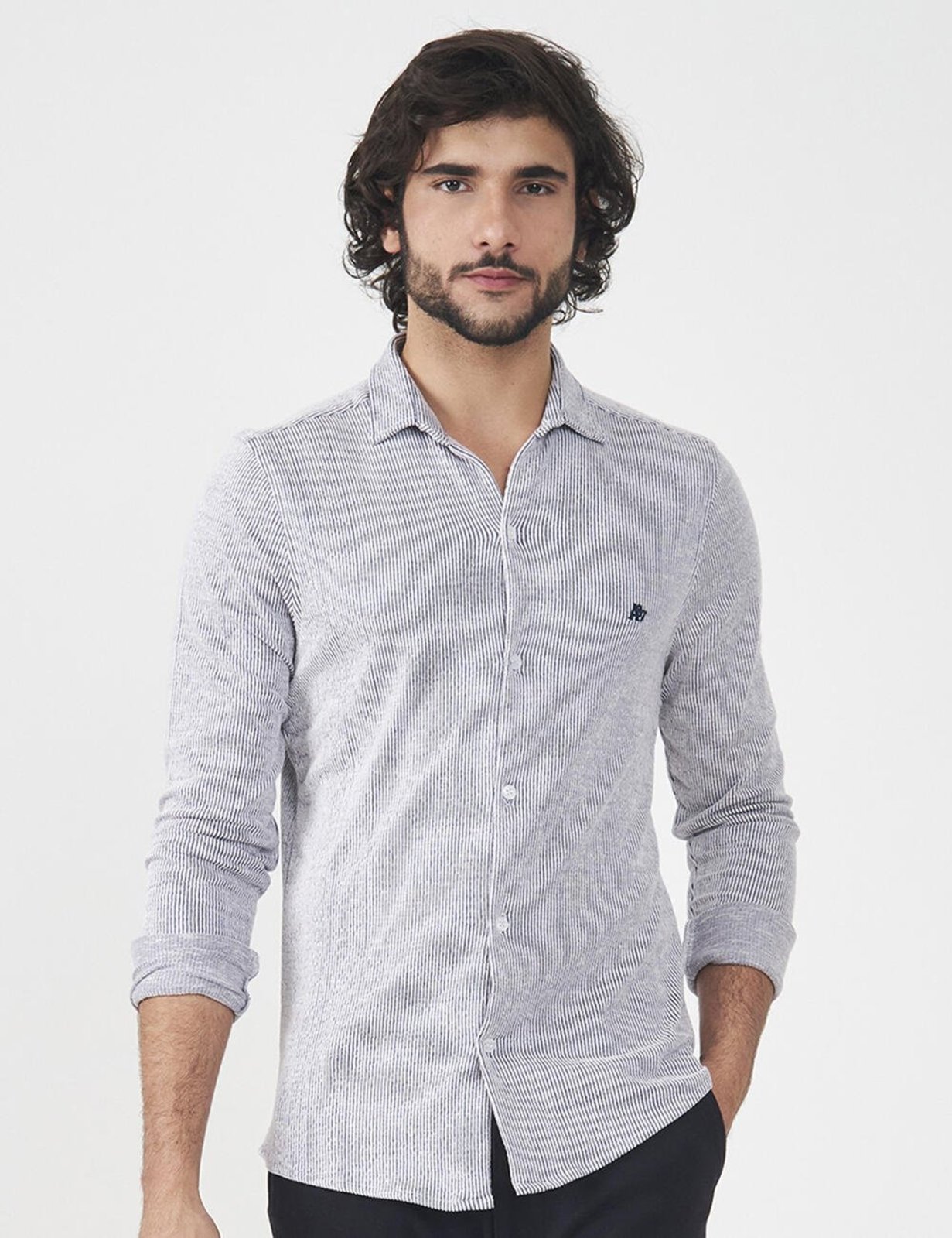Camisa Masculina Manga Longa Bordada A87 Aéropostale 87107510-1 Azul