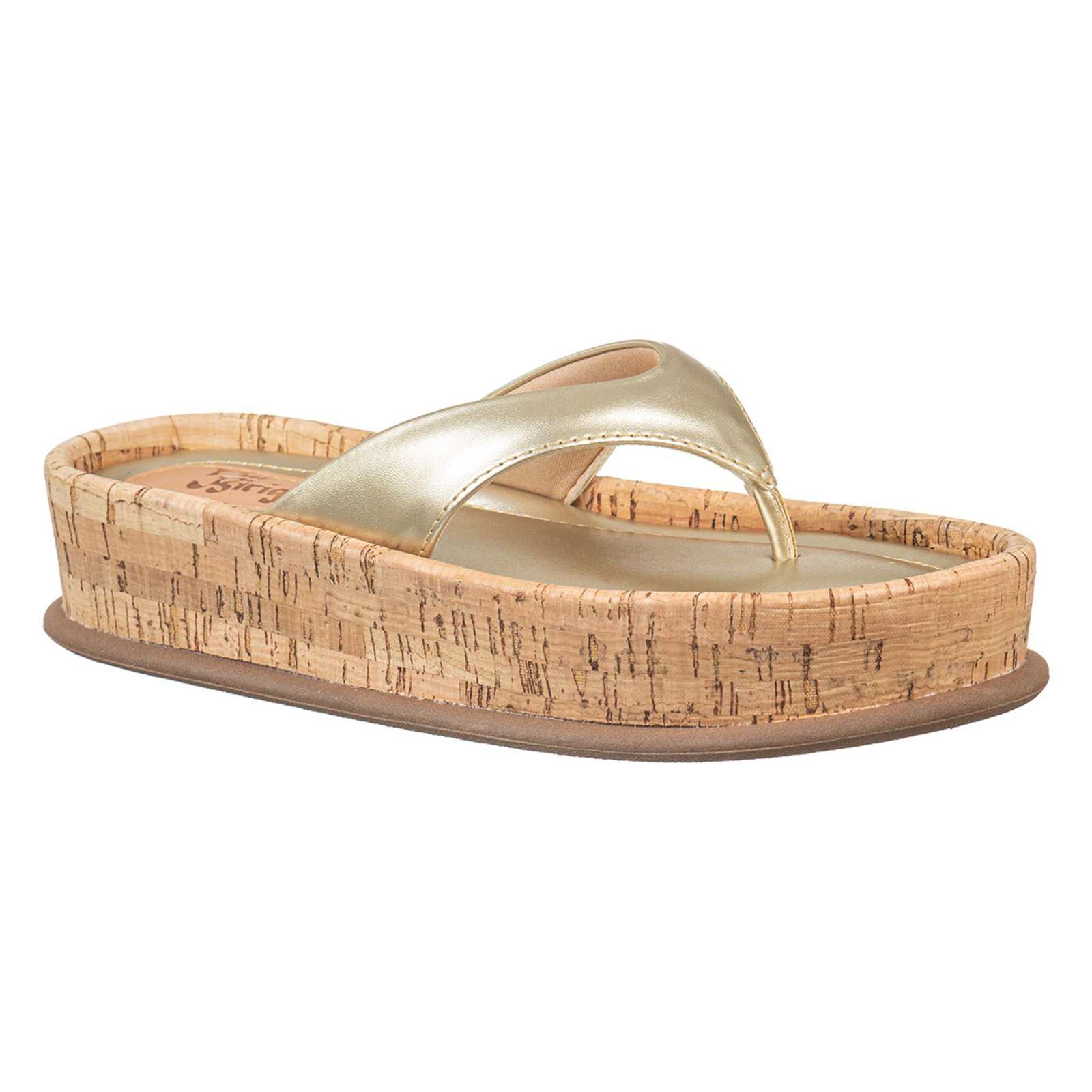 Sandália Feminina Papete Flatform Conforto/Tira Tamanco-Via Birigui DOURADA