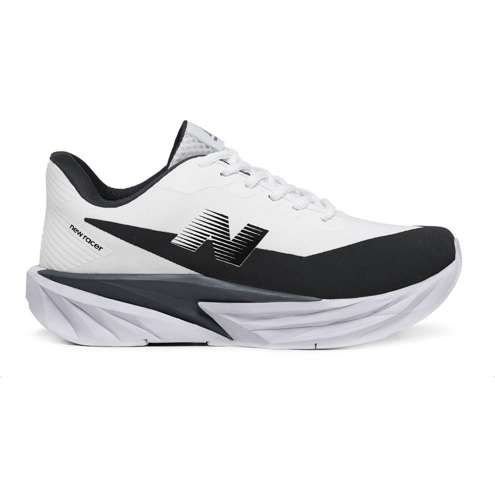 Tenis Masculino Esportivo New Racer Corrida Academia Caminhada Dia a Dia Branco