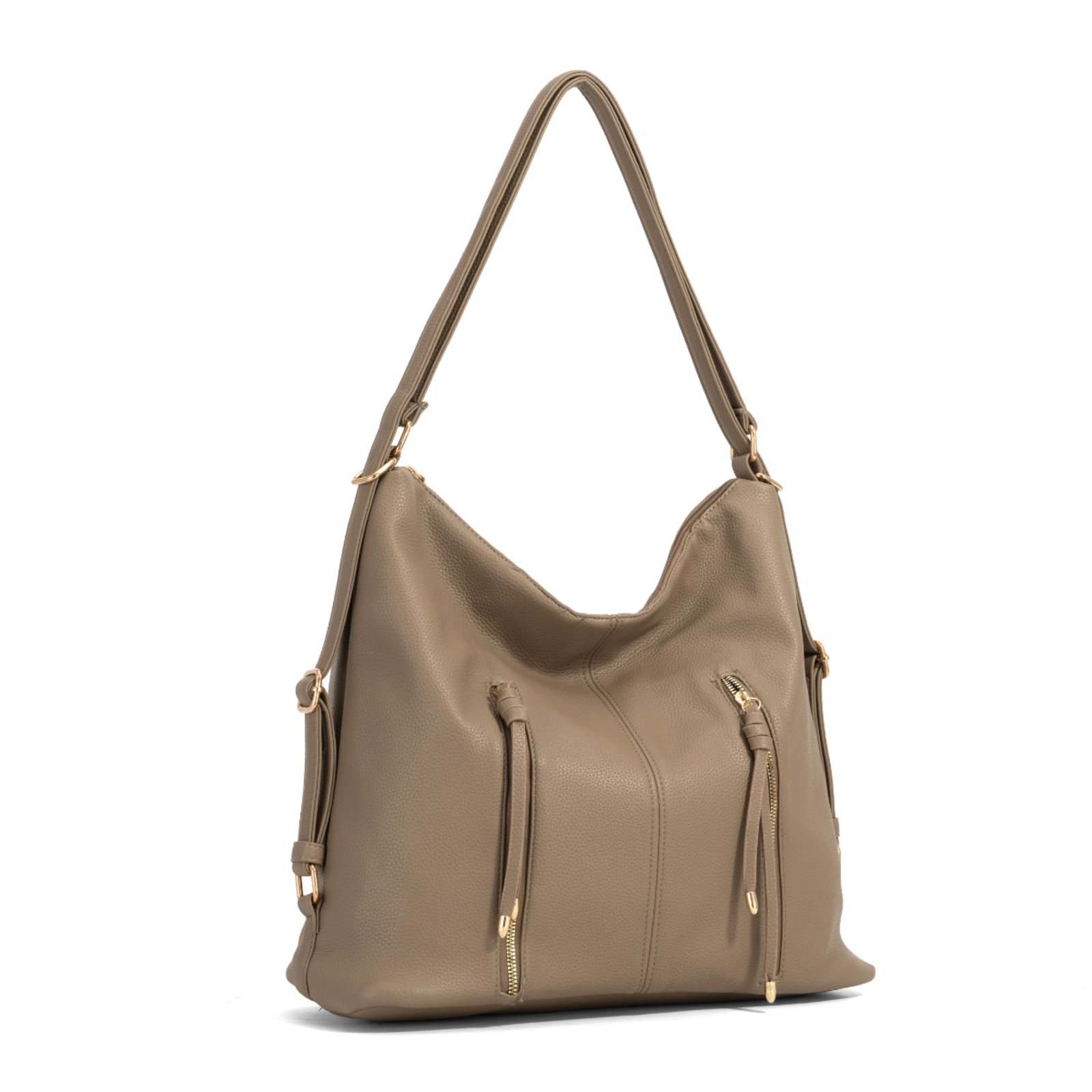 Bolsa Sacola Couro Grande Transversal De Ombro Feminina Espaçosa - Caqui
