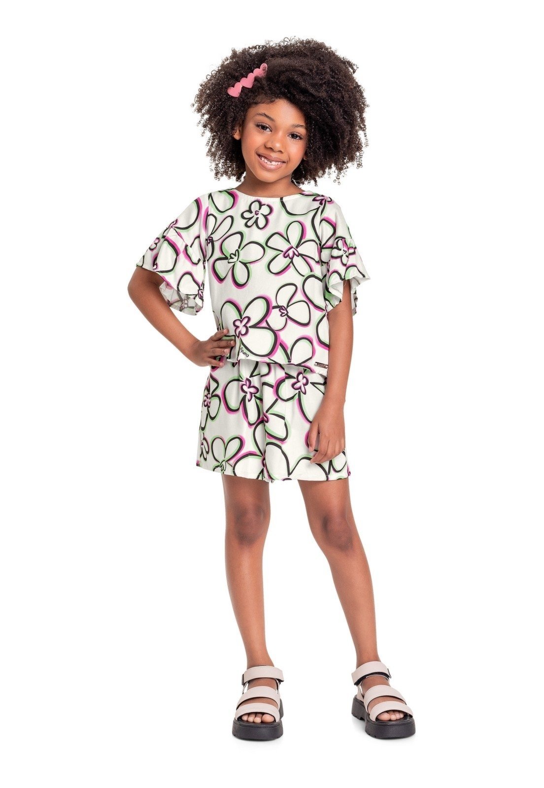 Vista 2 Infantil - Conjunto com Bata e Short em Viscose para Menina Quimby Off-White off-white white Quimby off-white white