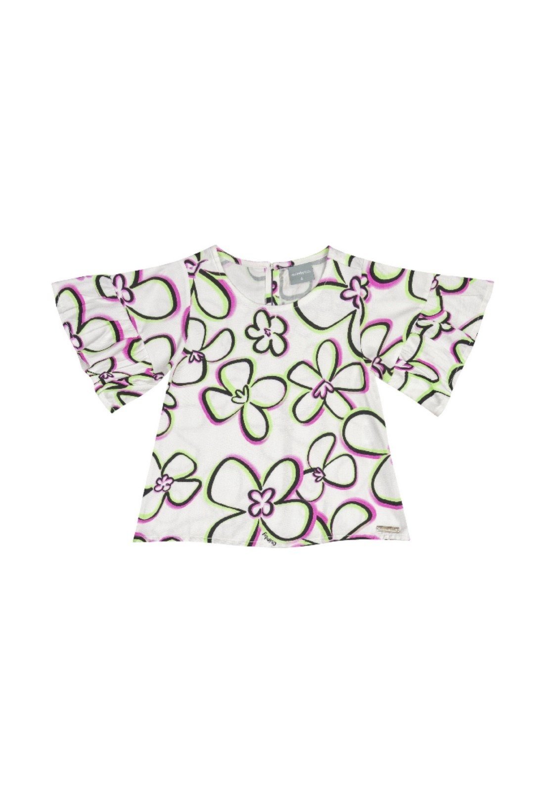 Vista 3 Infantil - Conjunto com Bata e Short em Viscose para Menina Quimby Off-White off-white white Quimby off-white white
