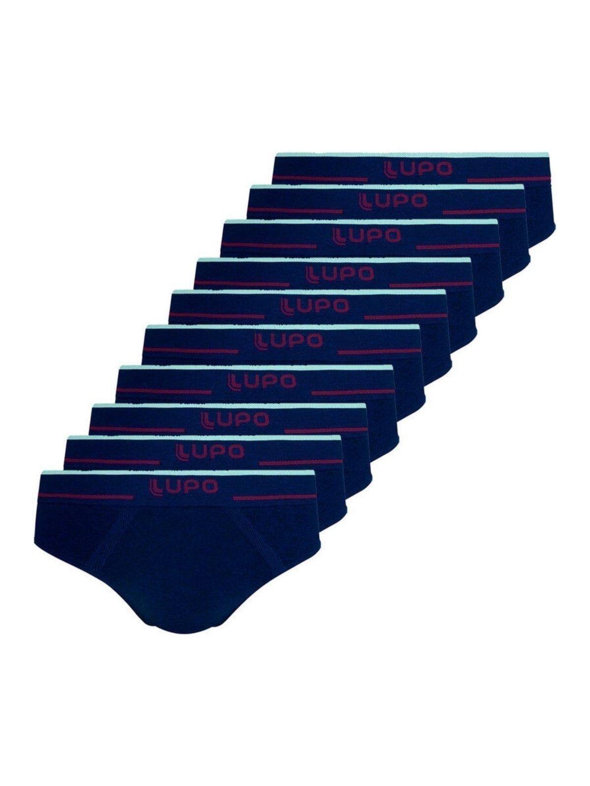 Kit com 10 Cuecas Slip Lupo 624-003 Azul Marinho