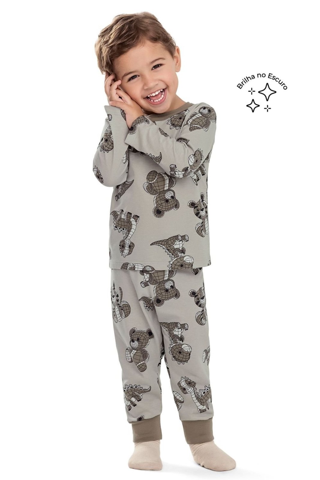 Pijama Longo Menino Animais Elian Cinza