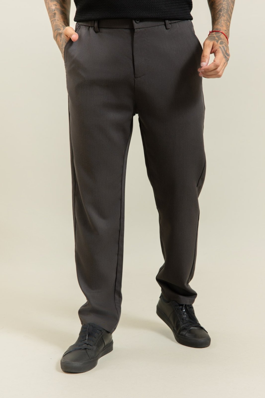 Calça Alfaiataria Reta Masculina Social Chumbo Dialogo