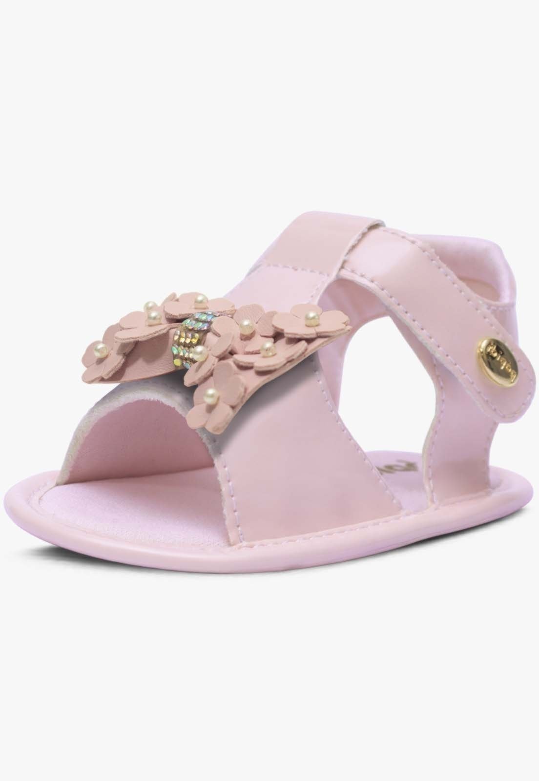 Vista 2 Infantil - Sandalia Casual ópidi Menina Recem Nascido Laço Flores Pópidí preto Pópidí preto