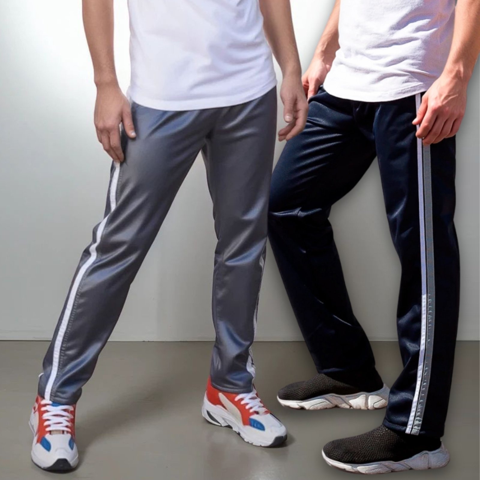 KIT 2 Calças Masculina Frent’s Tecido Helanca Com Listra Lateral Bolso Traseiro