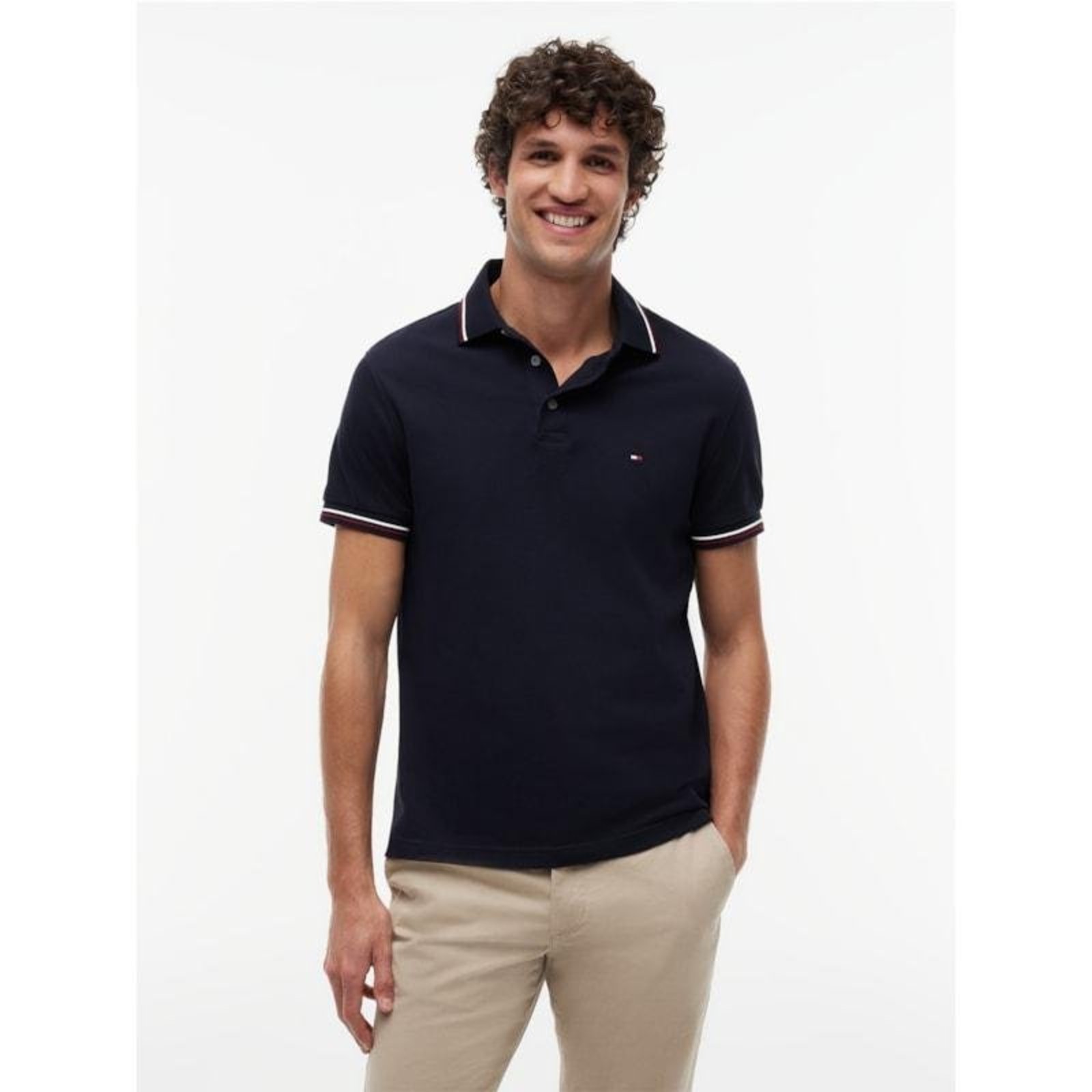 Polo Tipped Slim Fit Azul