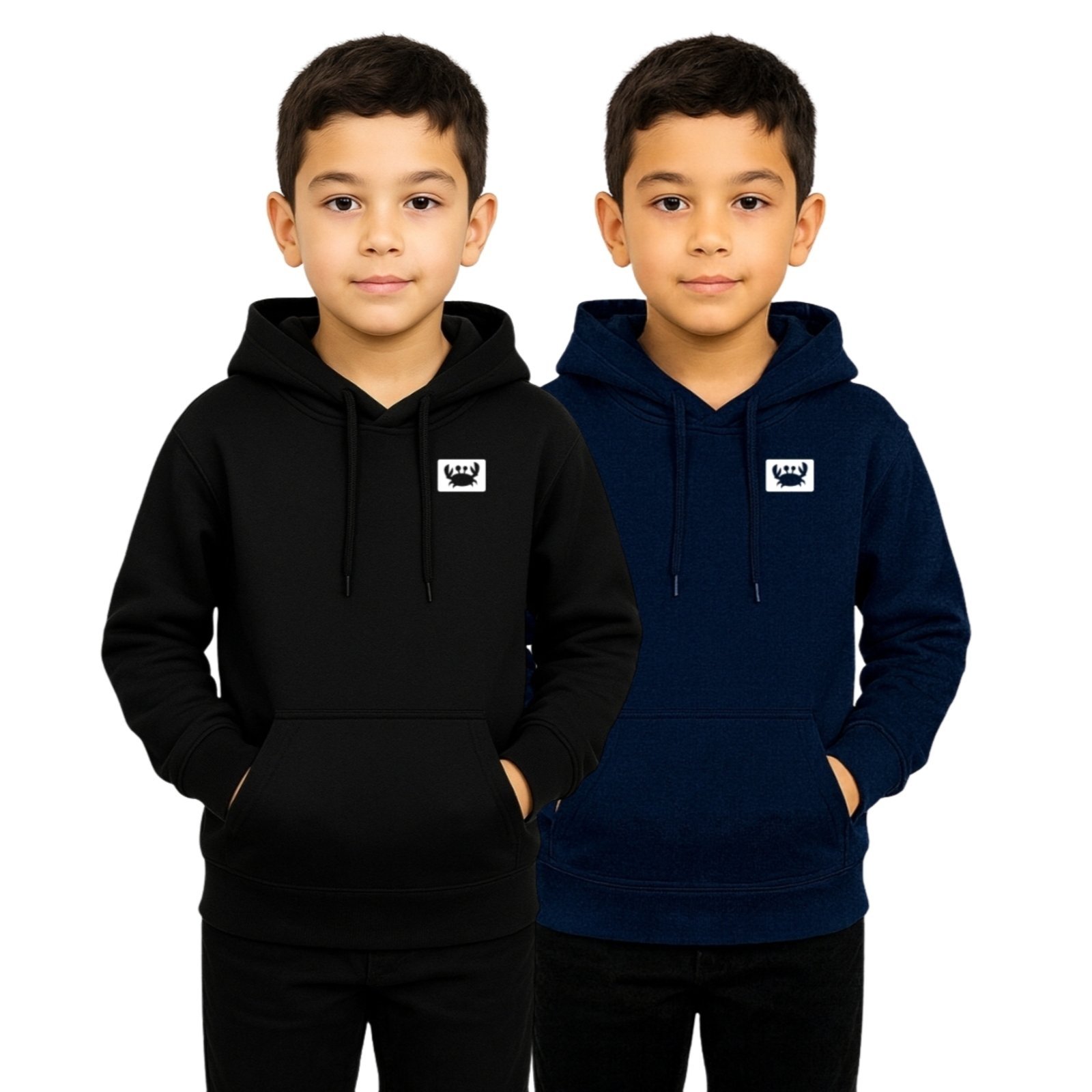 Infantil - Kit 2 Blusas de Moletom Liso Relaxado Canguru Com Capuz Macio Quente
