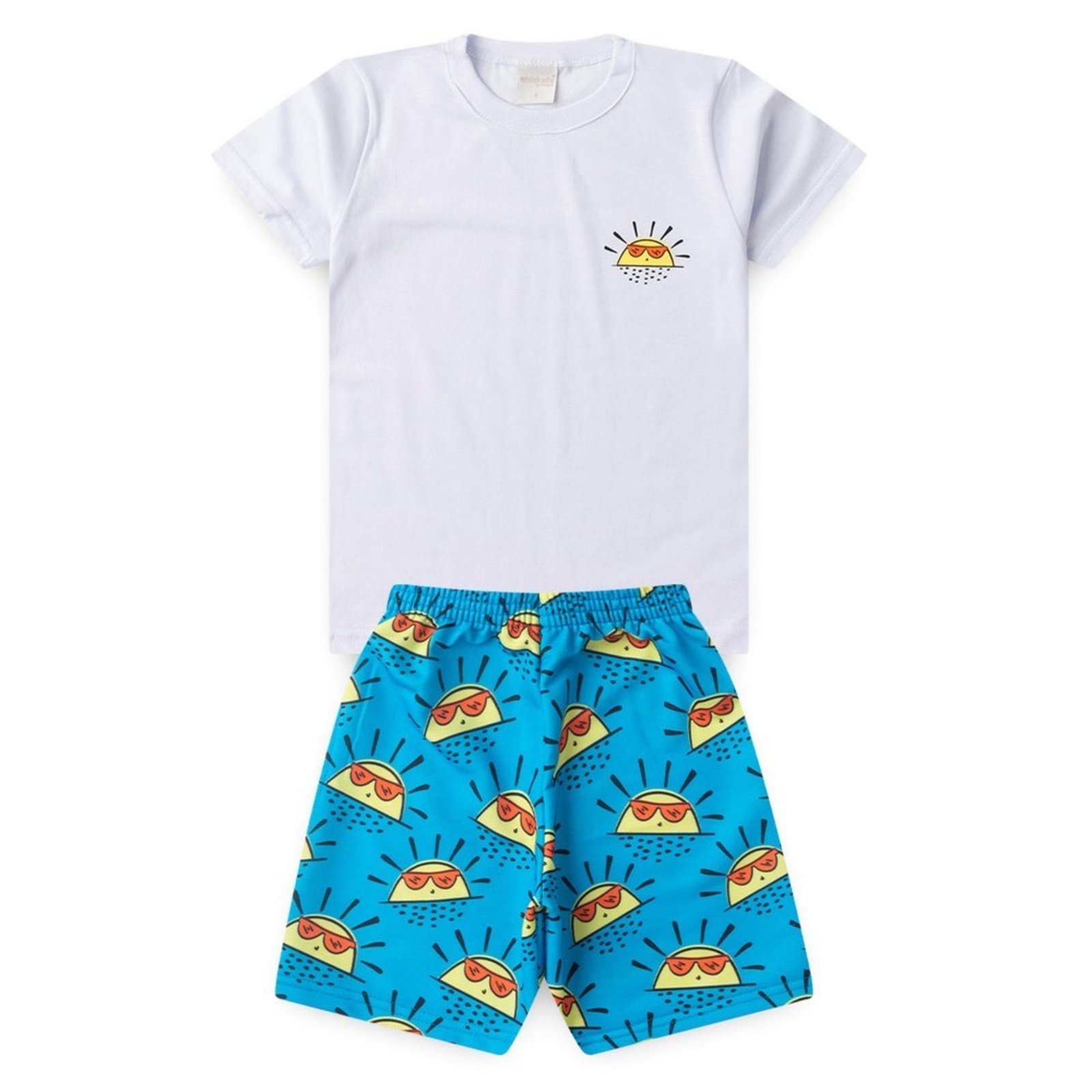 Vista 3 Infantil - Conjunto Verão Menino Camiseta e Bermuda Solzinho de Óculos Molekada branco Molekada branco