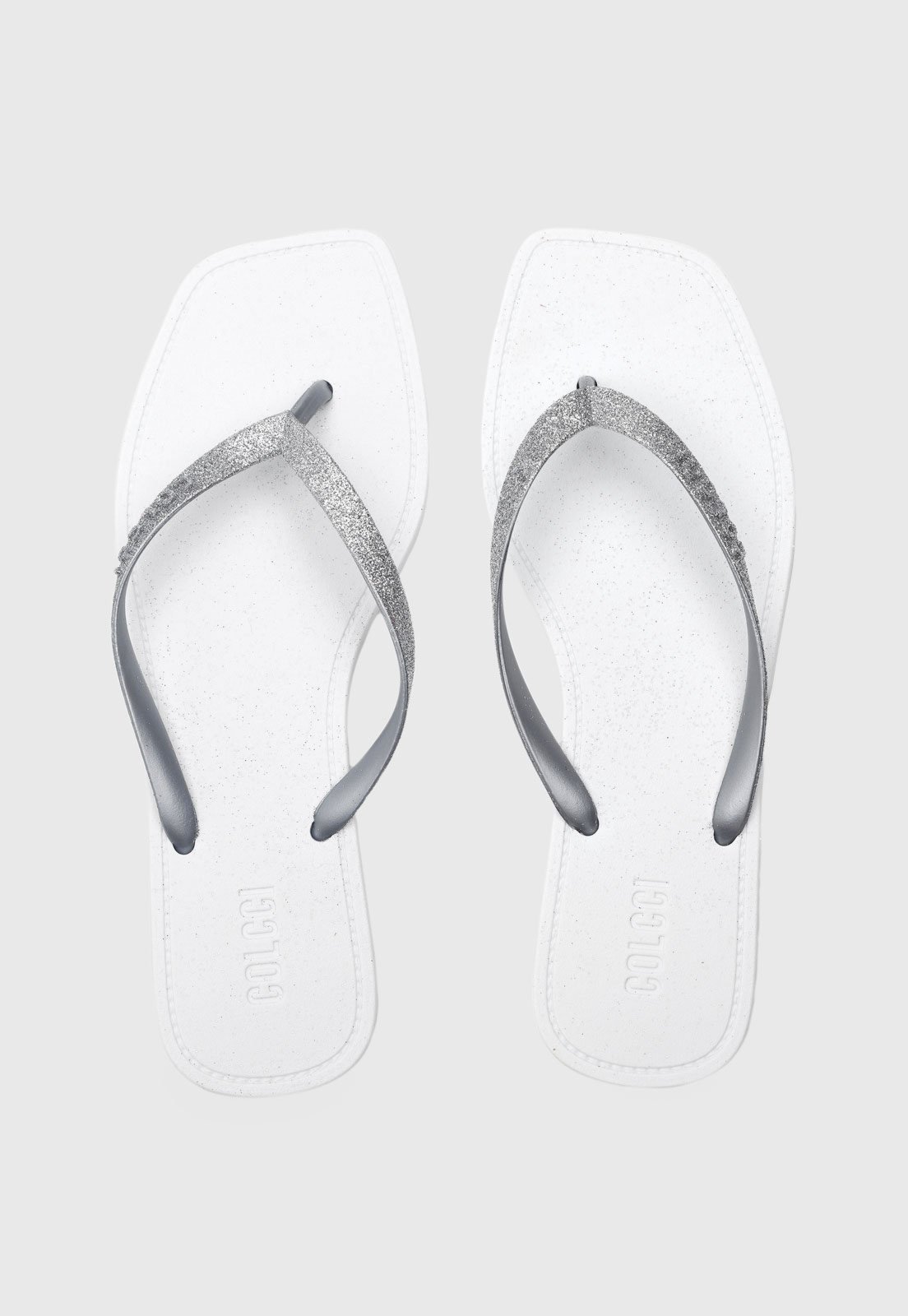 Vista 2 Chinelo Dedo Feminino Colcci Tiras Glitter branco Colcci branco