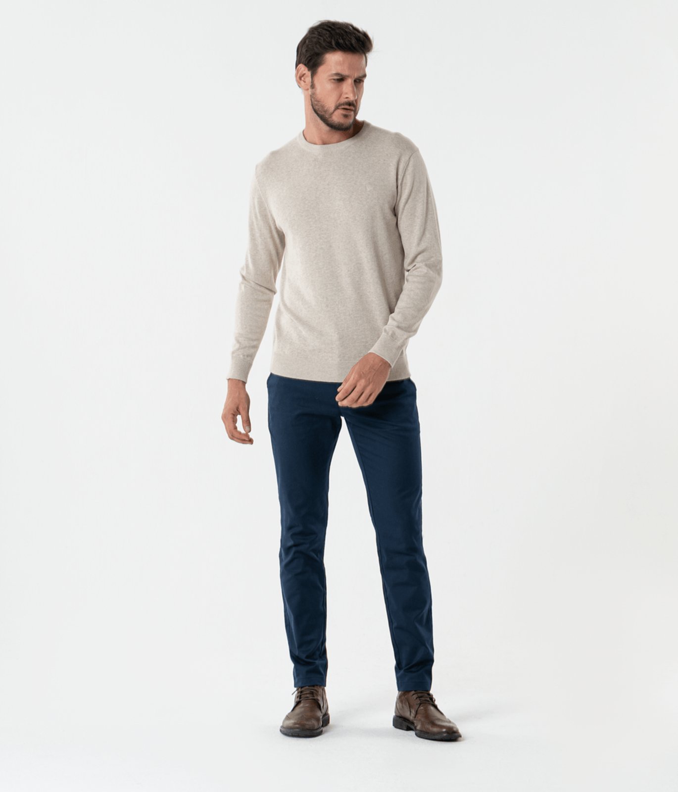 Calca Sarja Cos Alfaiataria Bolso-Faca Masculina Azul Marinho