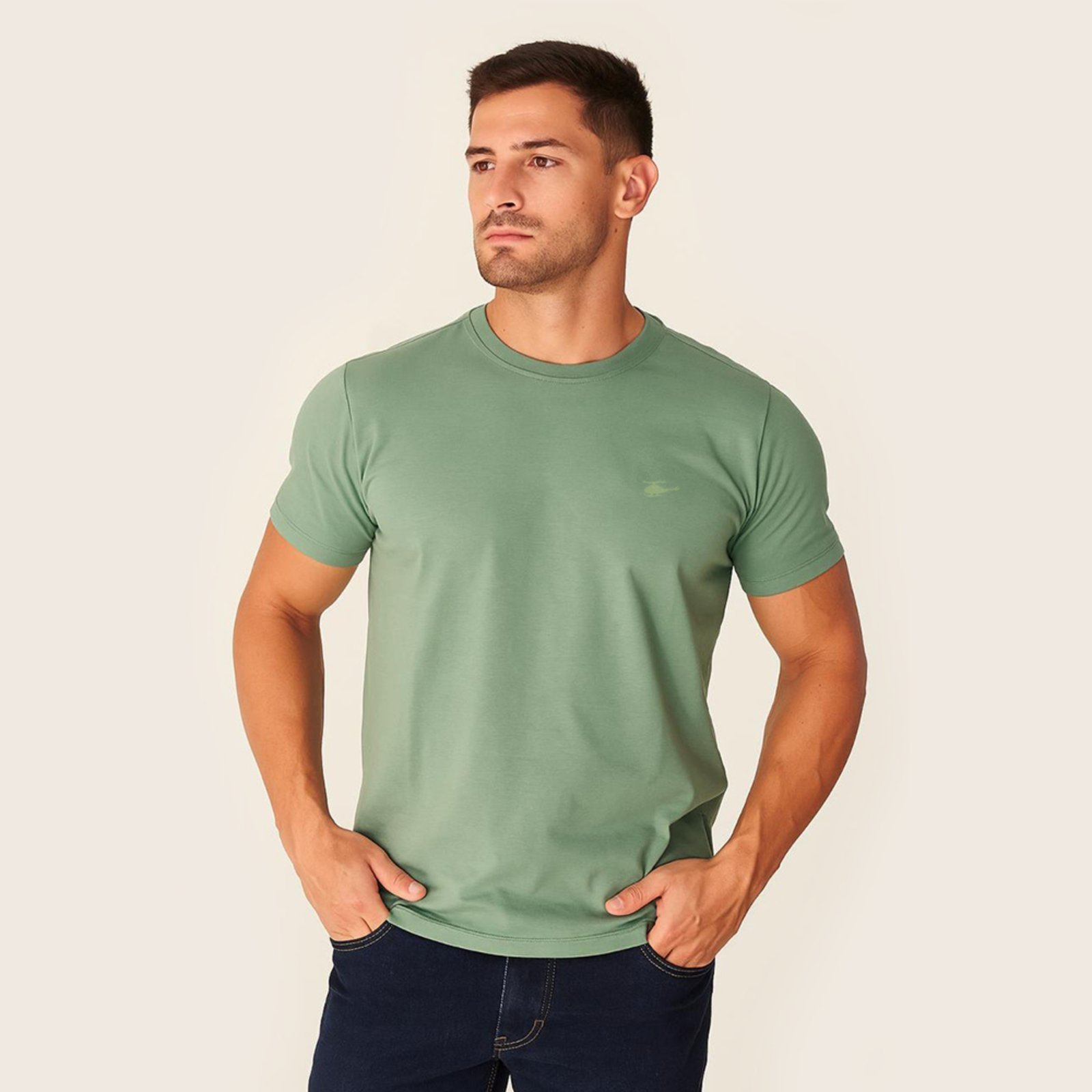 Camiseta Masculina Sallo Gola O Básica Premium Deep Mint