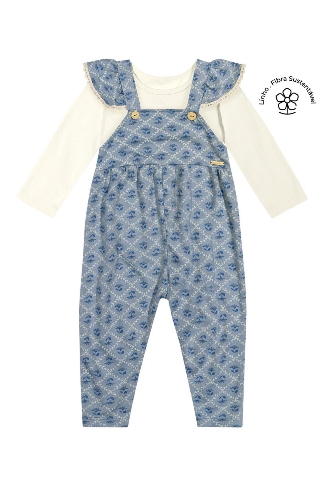 Infantil - Conjunto Longo Menina Floral Colorittá Bege