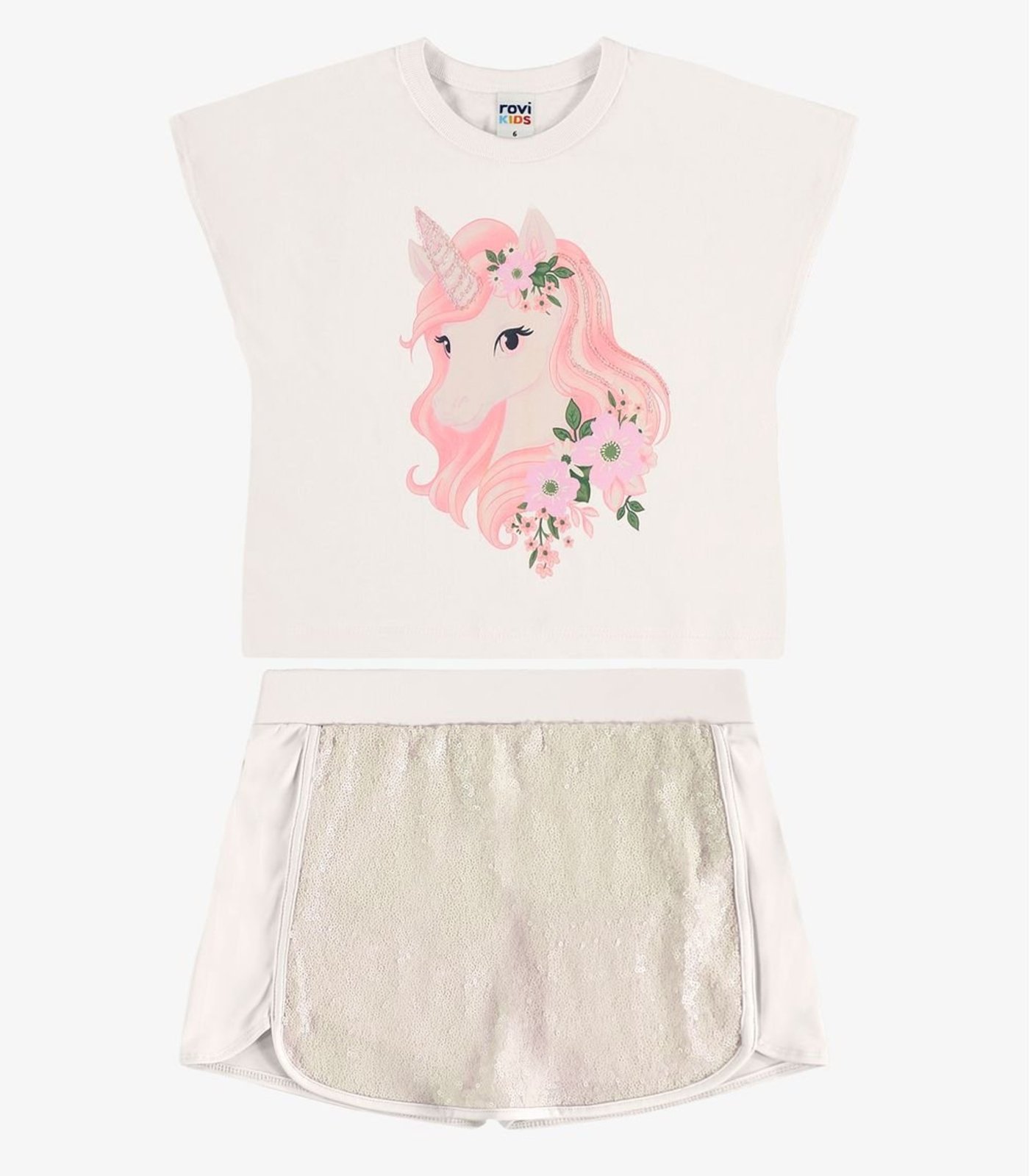 Infantil - Conjunto Blusa Com Shorts Saia Rovi Bege