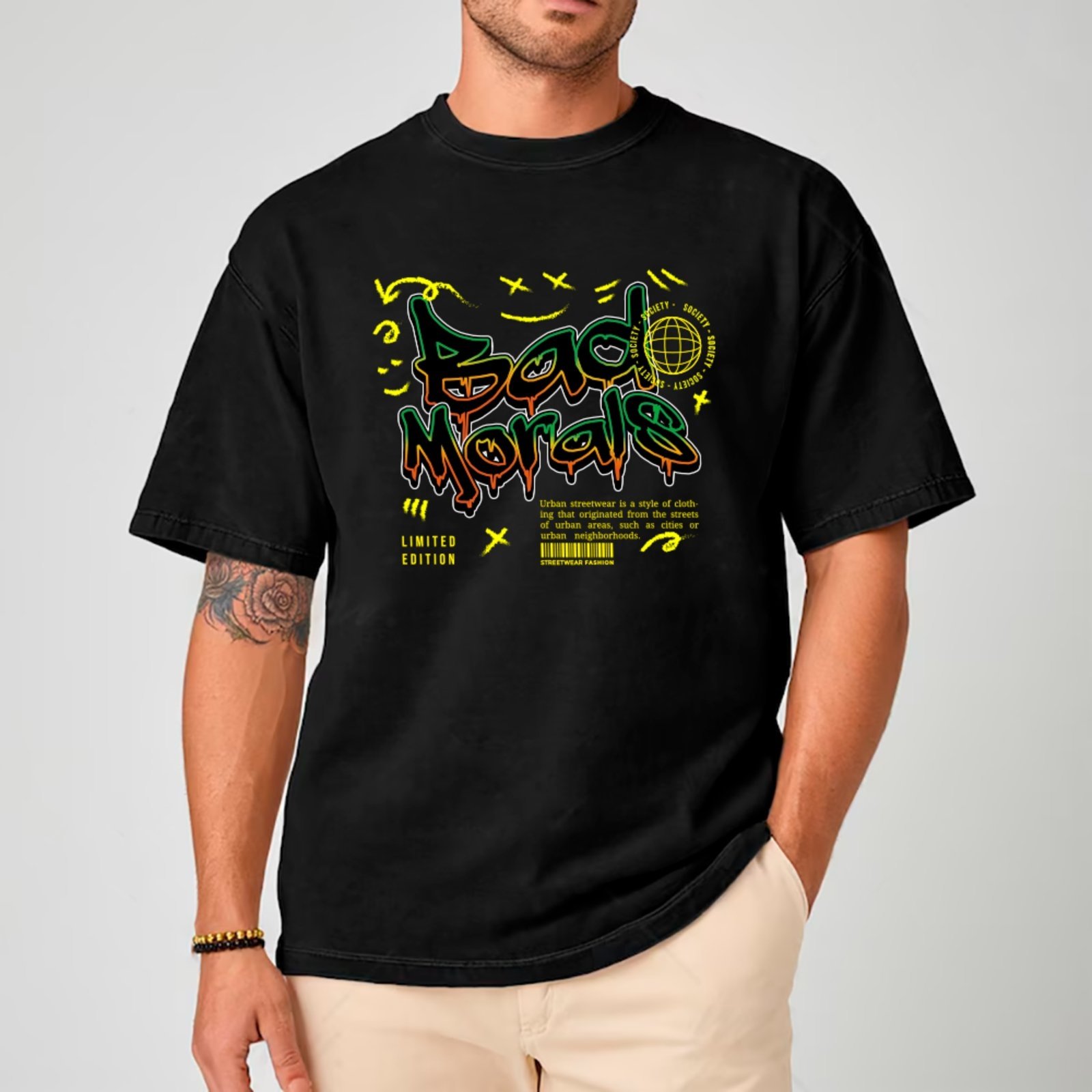 Camiseta Ousy Unissex Bad Morals Limited Edition Básica Preto