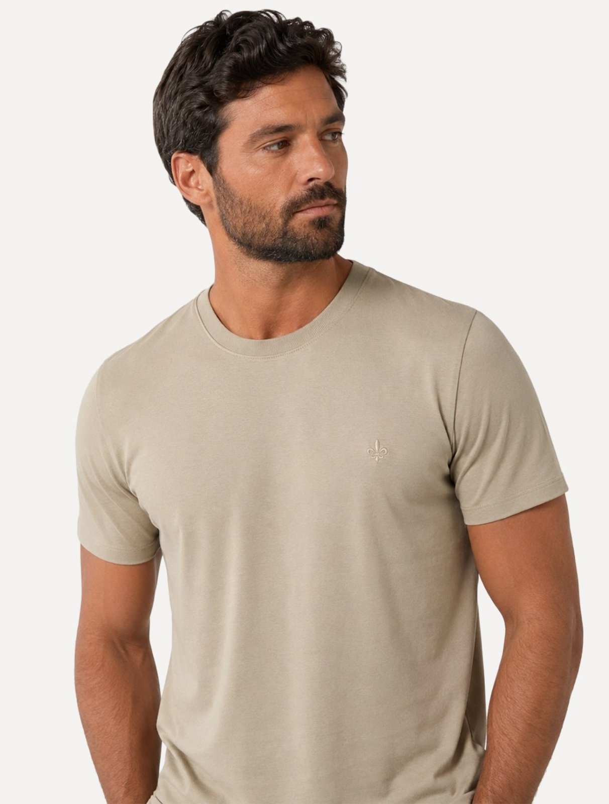 Camiseta Dudalina Masculina Essentials Modal Logo Areia