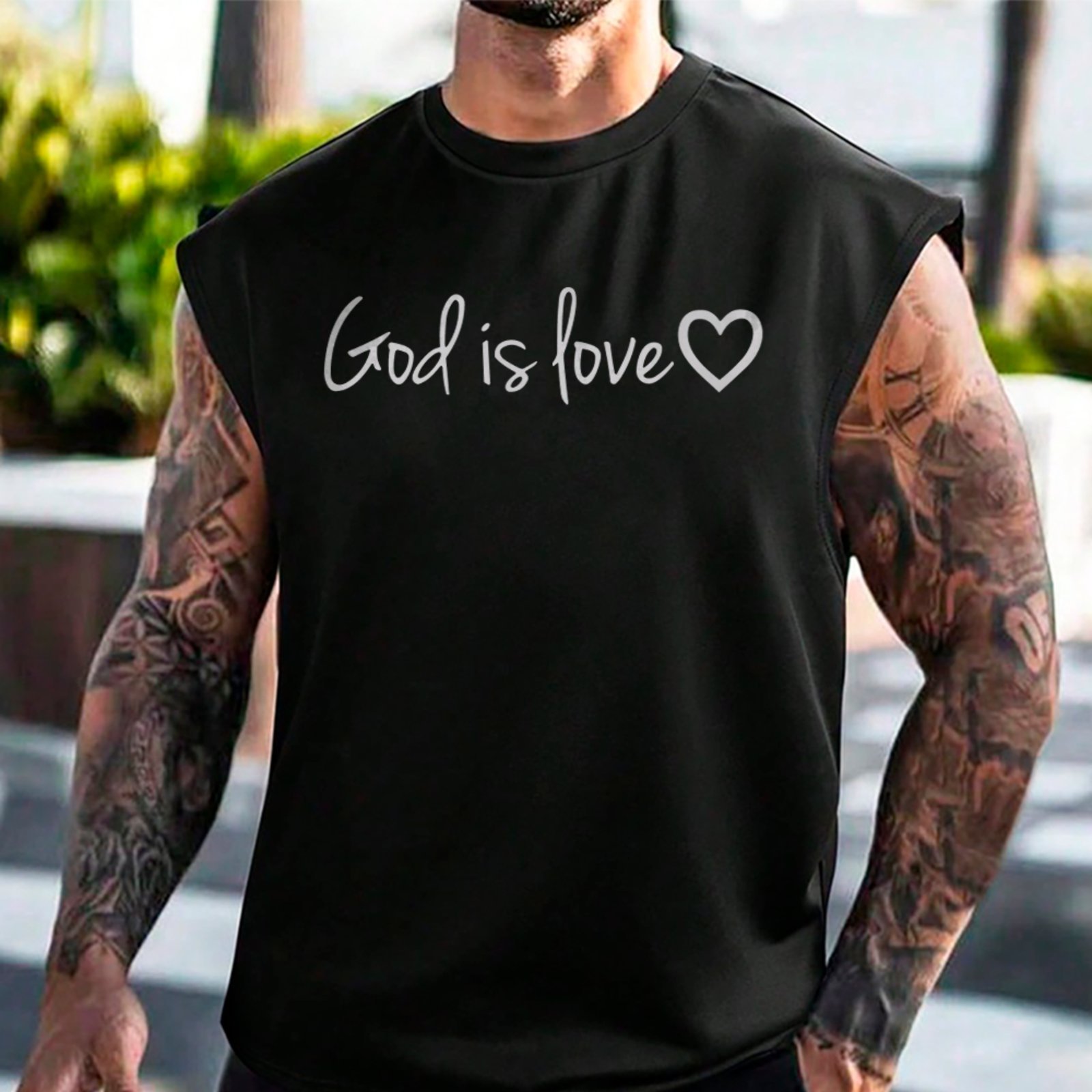 Camiseta Regata Machão God Is Love Fé Cristã Gospel Preto