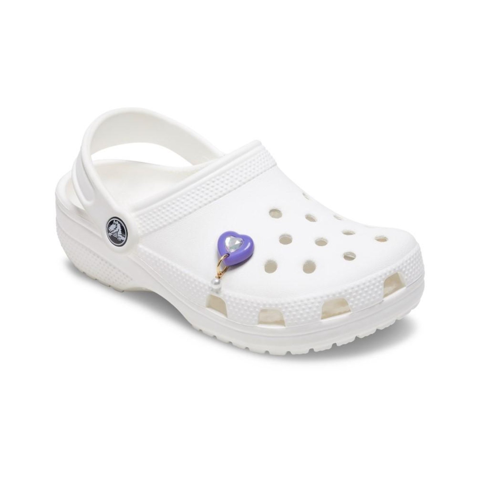 Vista 3 Infantil - Jibbitz™ Coração Roxo com Pérola Crocs branco