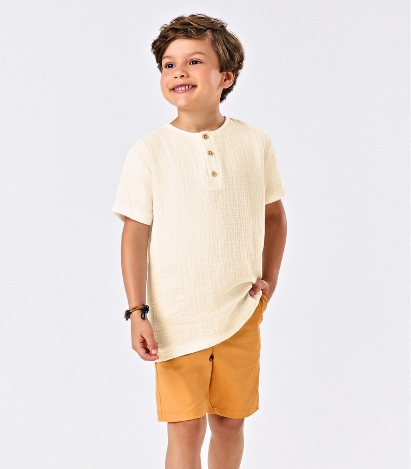 Infantil - Conjunto Camisa Com Bermuda Trick Nick Bege